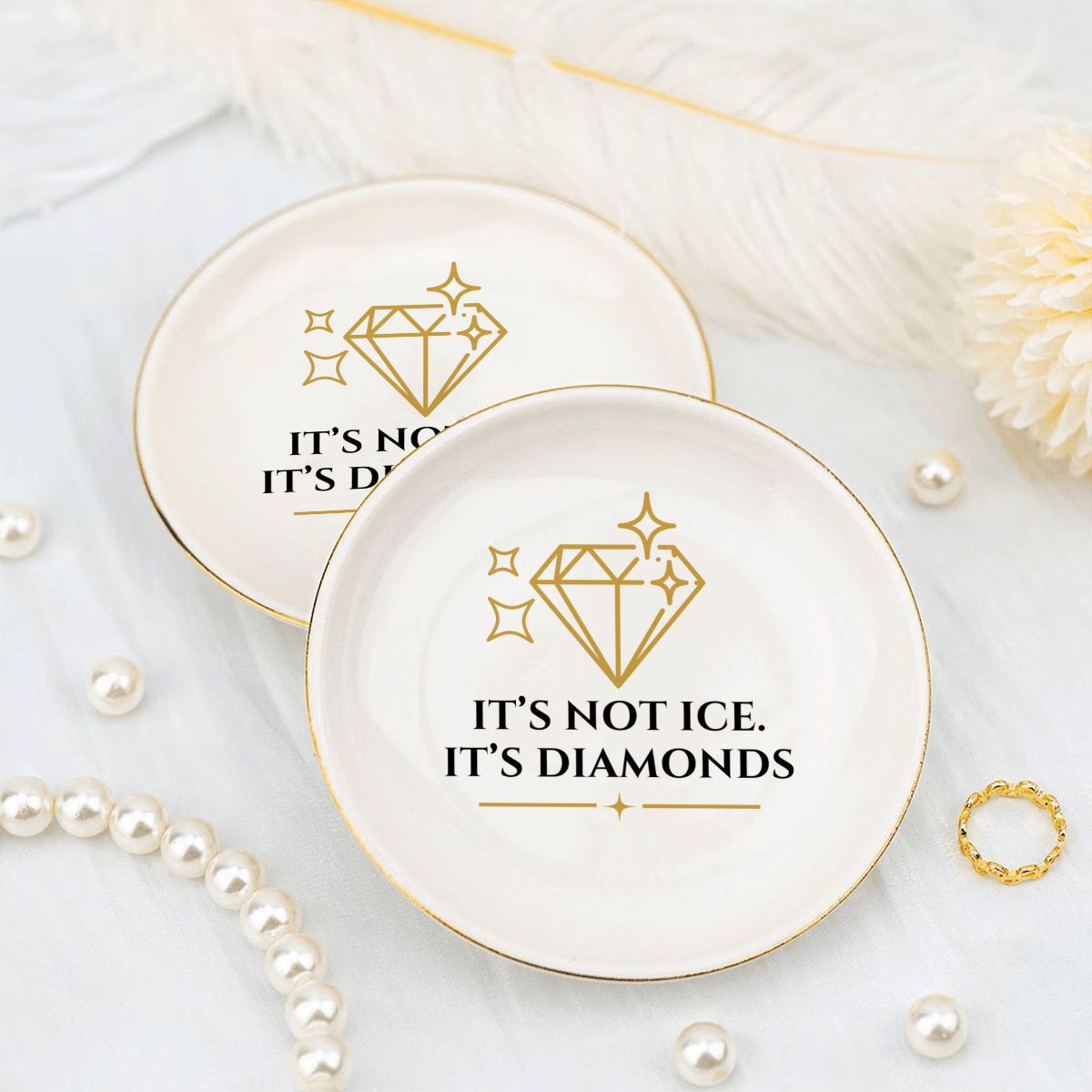 It's Not Ice. It's Diamonds. Erika Porcelain Jewelry Dish (Round)