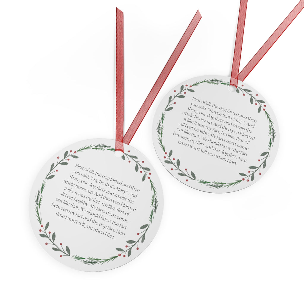 Mary Dog Farts Holiday Ornament