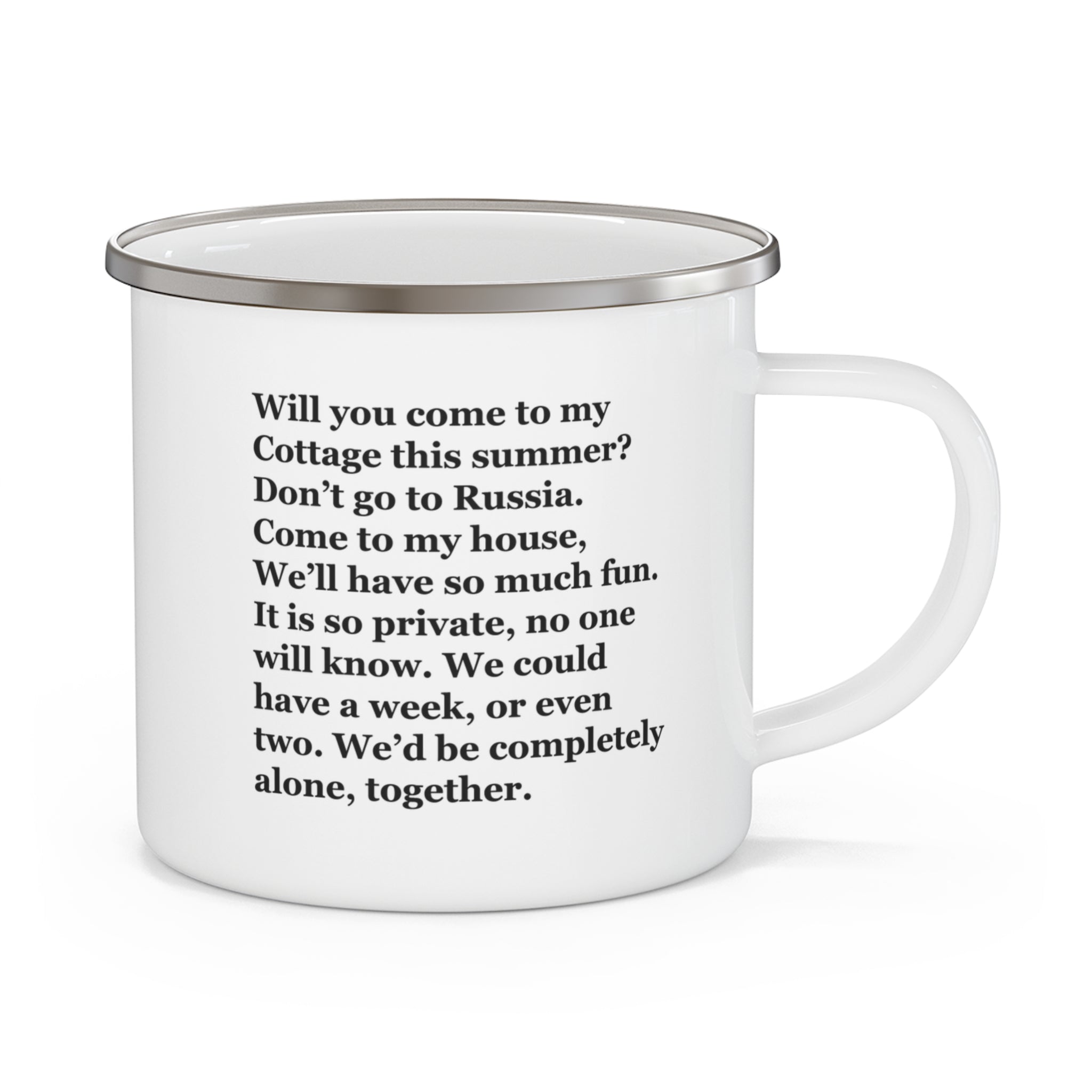 Come to the Cottage Enamel Camping Mug