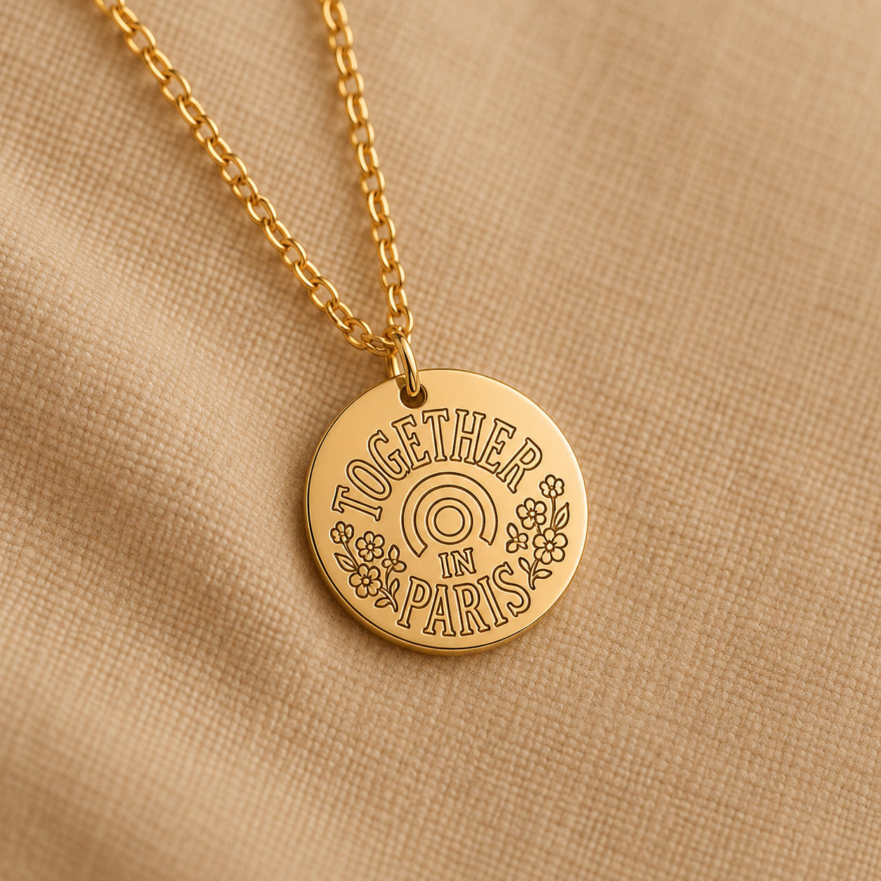 Together in Paris Inspired Engraved Necklace