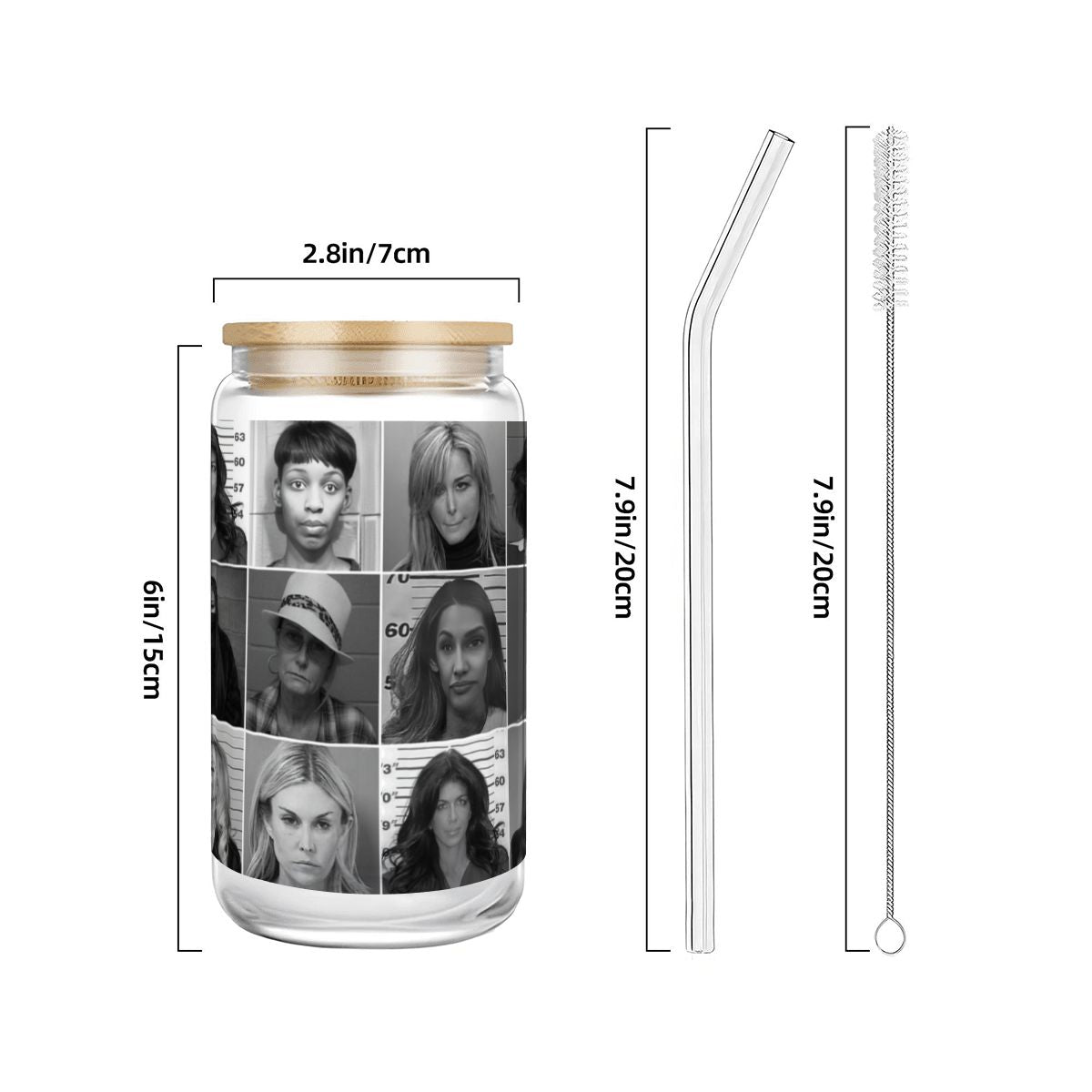 Real Housewives Mugshot Glass Tumbler