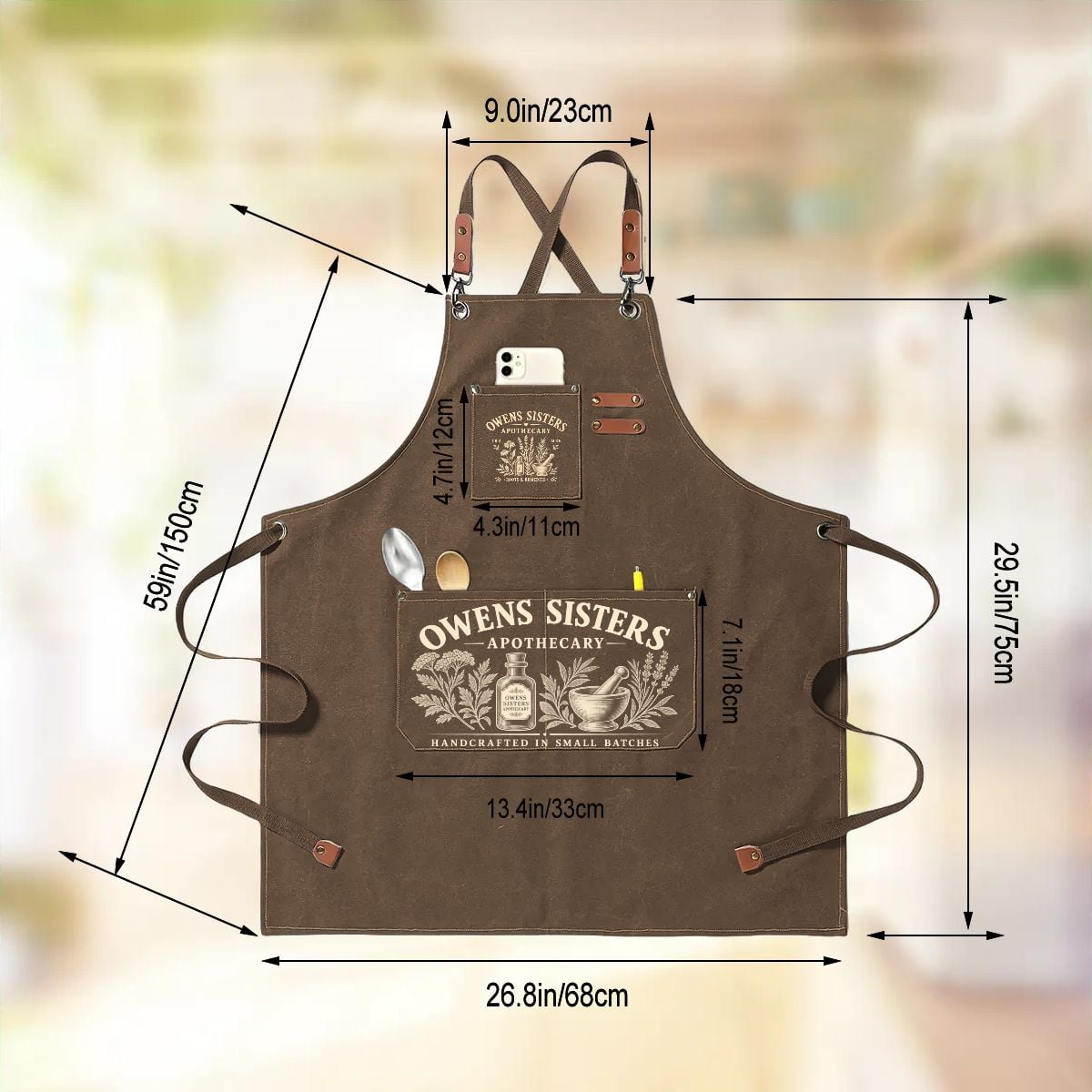 Owens Sisters Apothecary Canvas Apron | Practical Magic Inspired Cross Back Apron