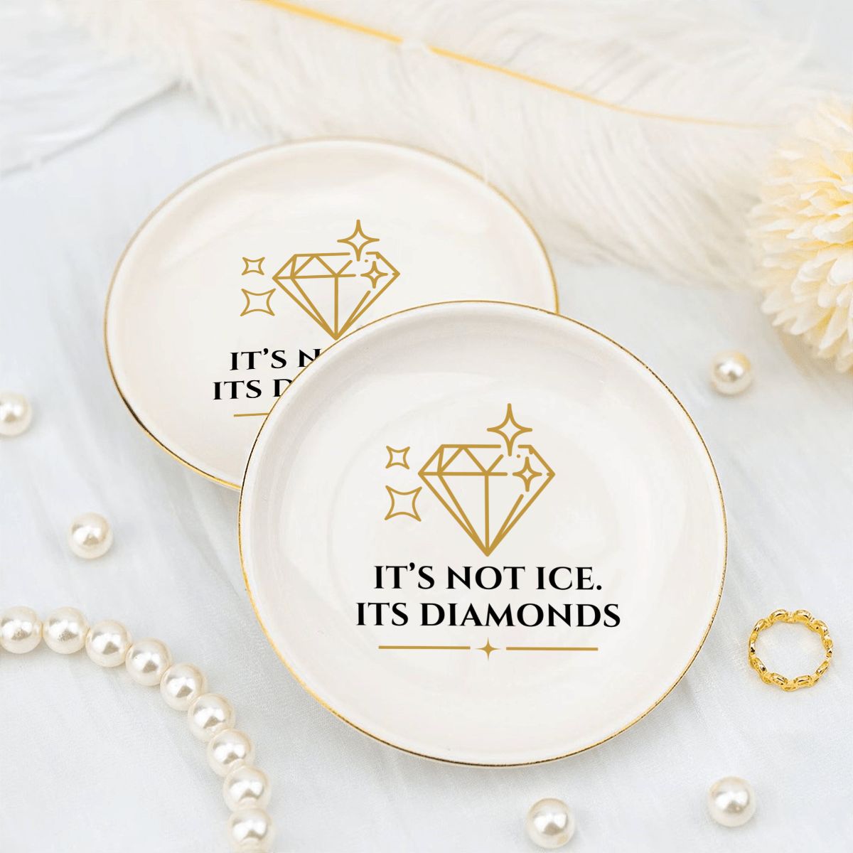 It's Not Ice. It's Diamonds. Erika Porcelain Jewelry Dish (Round)