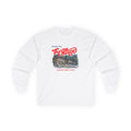 White sweatshirt with a graphic design on a white background