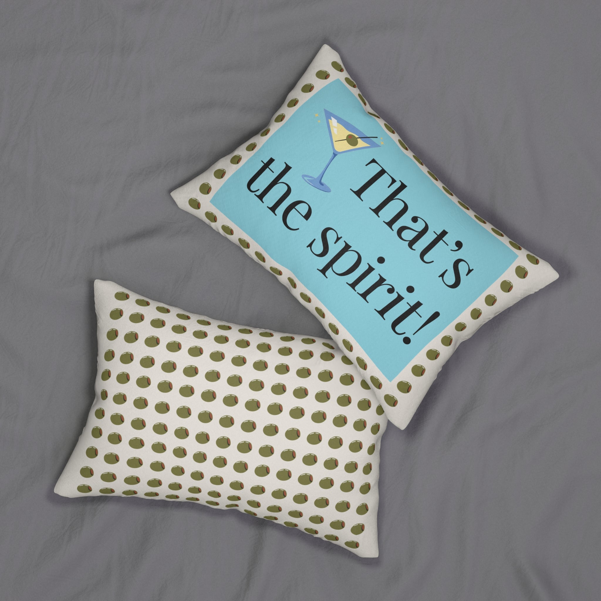 Thats the Spirit Pillow | Cocktail Throw Pillow | Double Sided Martini Pillow