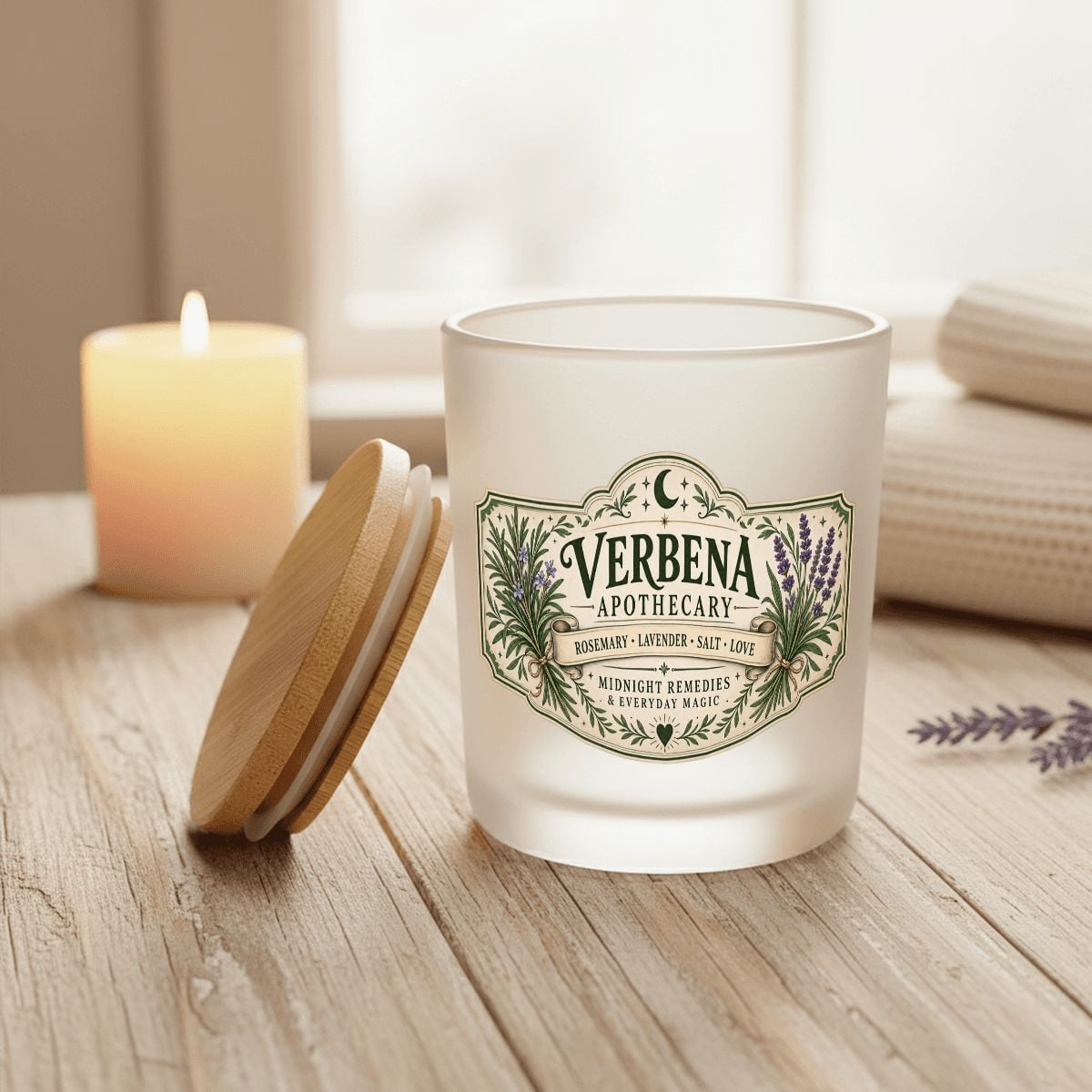 Frosted Glass Jar with Lid Verbena Apothecary Jar File
