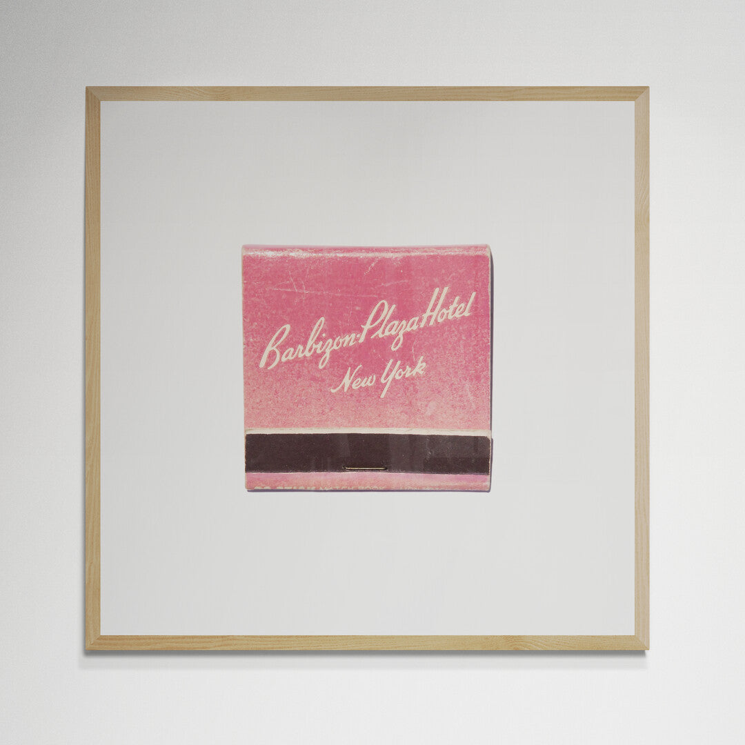Barbizon Plaza Hotel matchbook print, vintage pink design