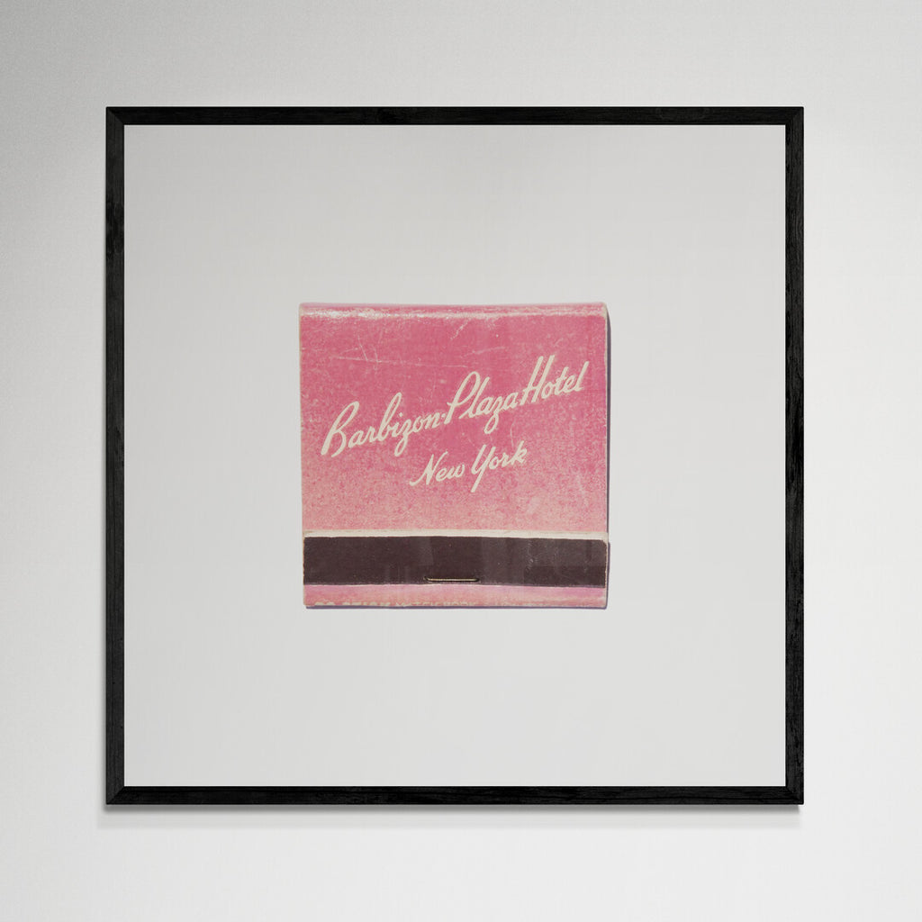 Barbizon Plaza matchbook wall art, black frame, 12x12 inches