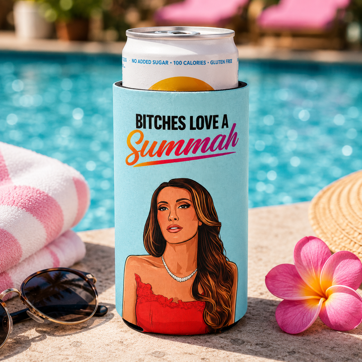 Bitches Love a Summah Summer Party Can Koozie