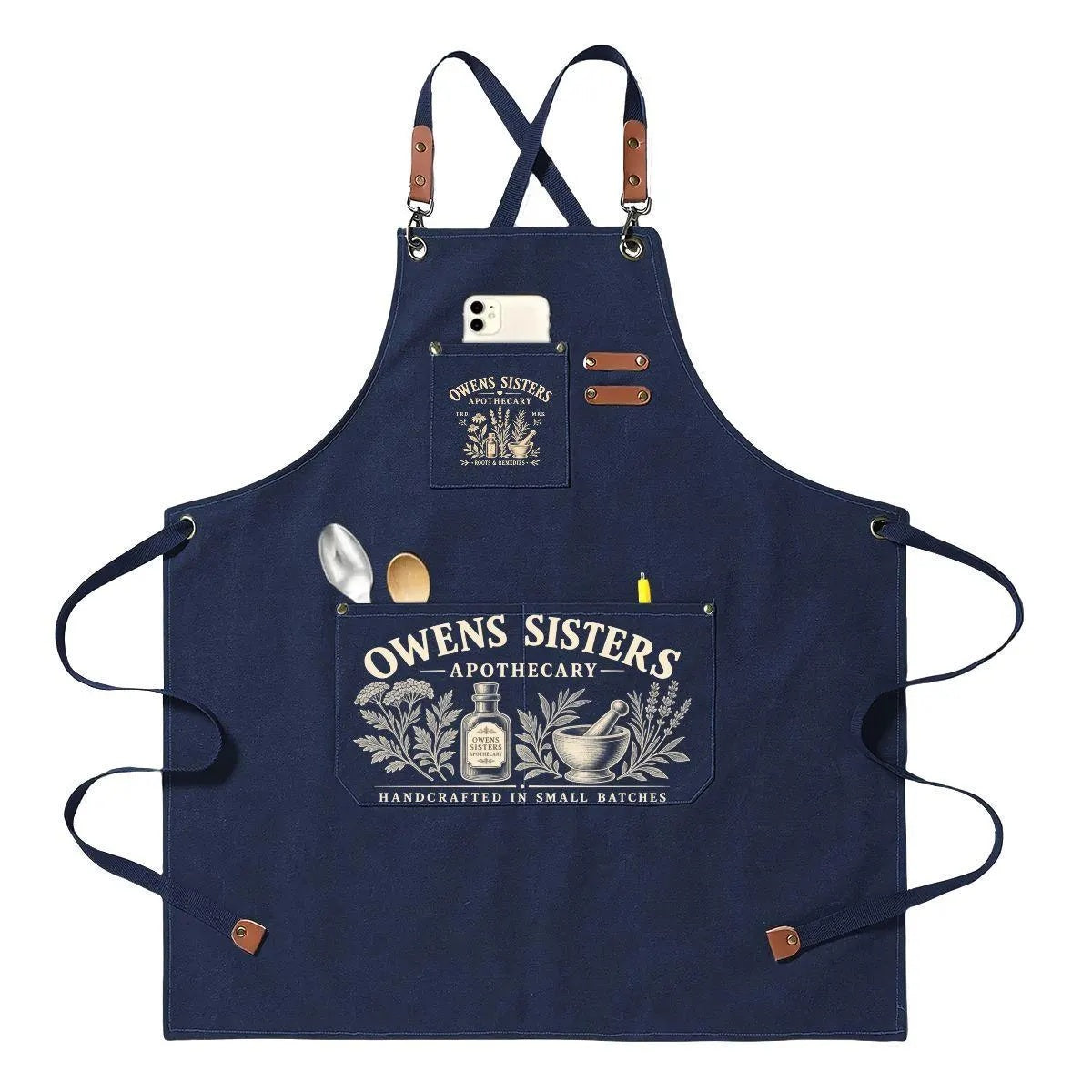 Owens Sisters Apothecary Canvas Apron | Practical Magic Inspired Cross Back Apron