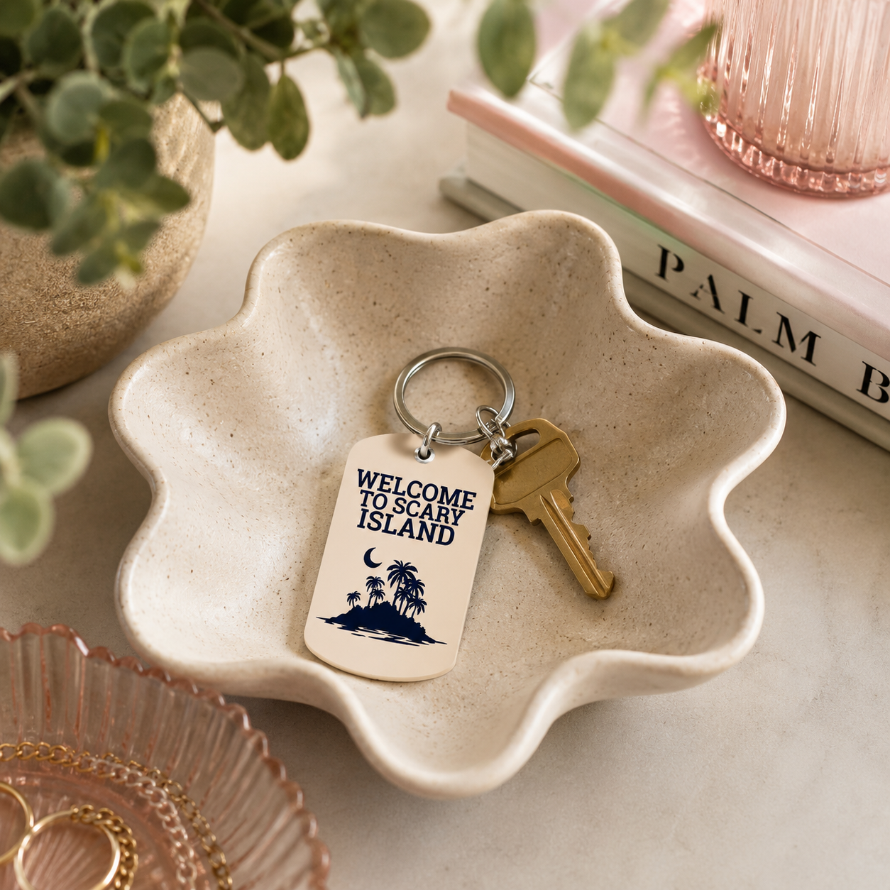 Welcome to Scary Island Keychain