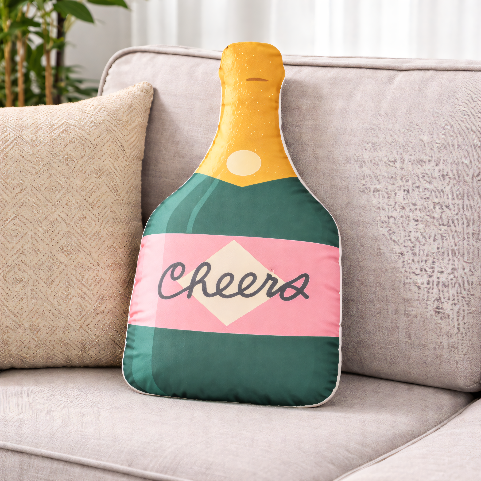 Champagne Bottle Shaped Pillow