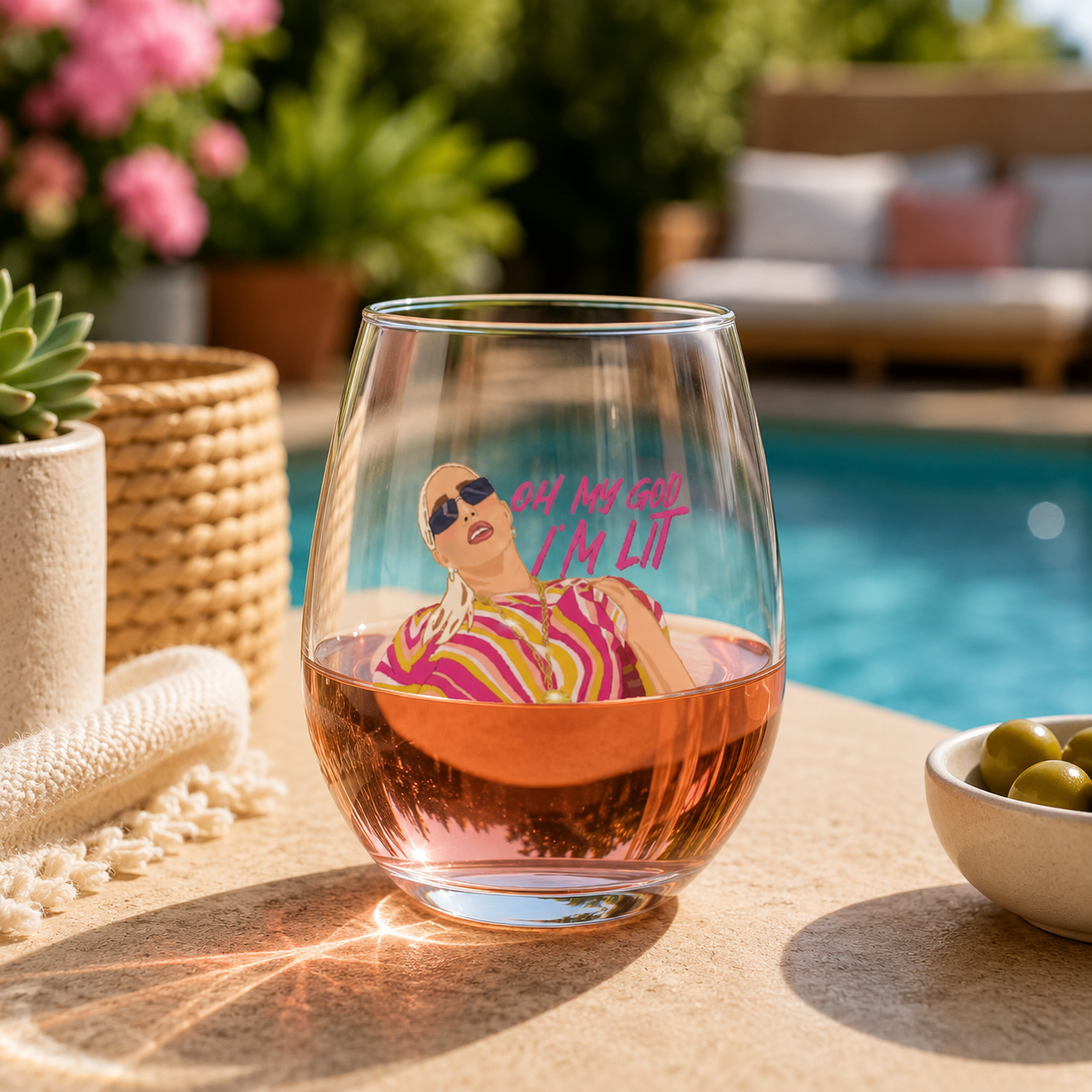 Erika Oh God I'm Lit Erika Wine Glass