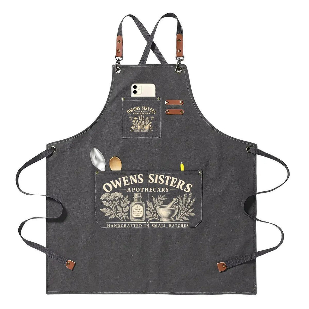Owens Sisters Apothecary Canvas Apron | Practical Magic Inspired Cross Back Apron
