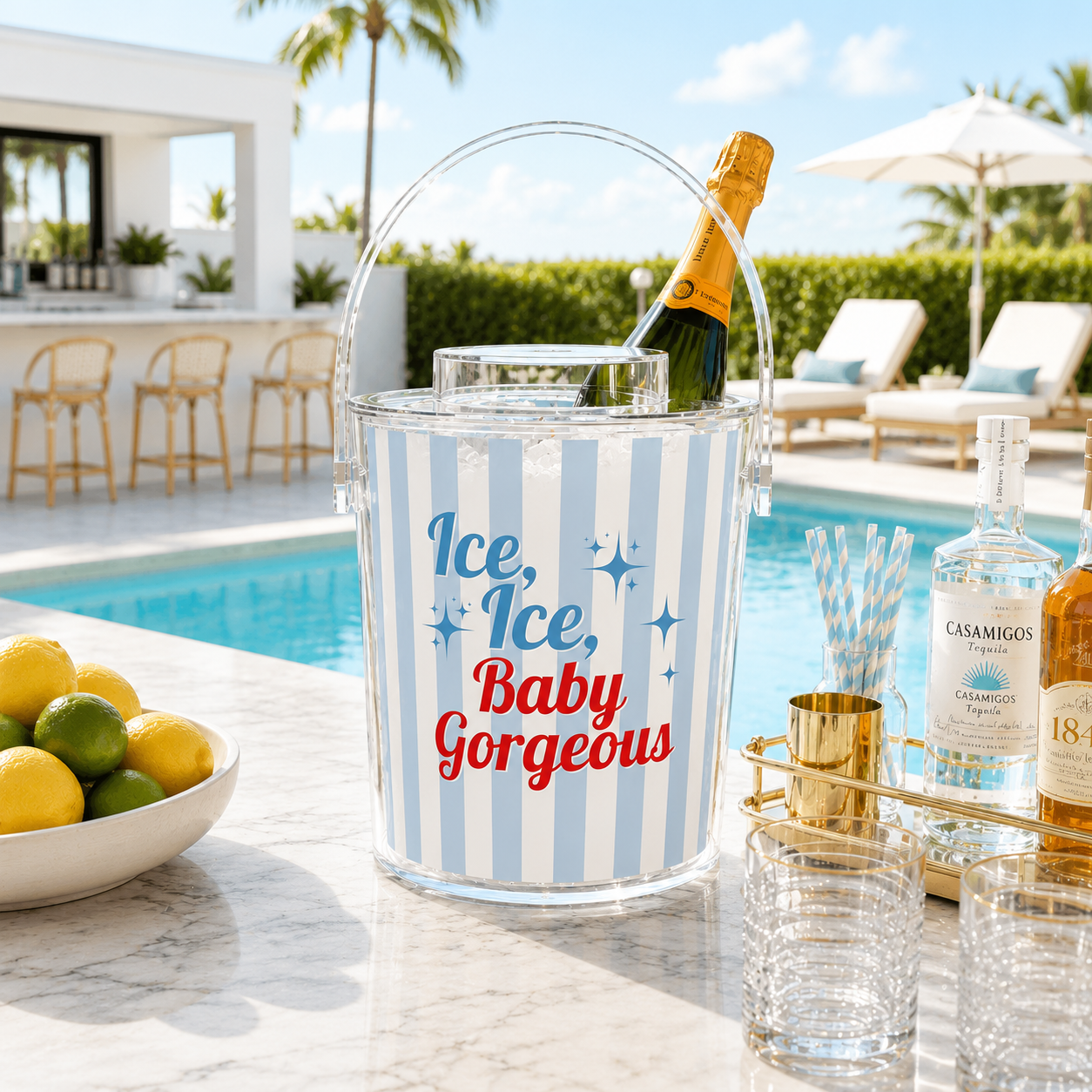 Ice, Ice, Baby Gorgeous Acrylic Ice Bucket with Tongs