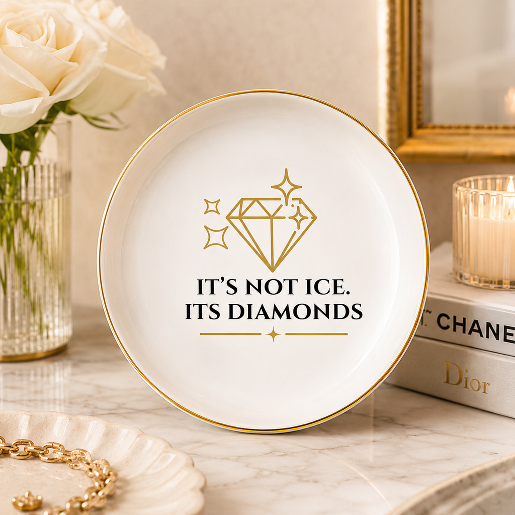 It's Not Ice. It's Diamonds. Erika Porcelain Jewelry Dish (Round)