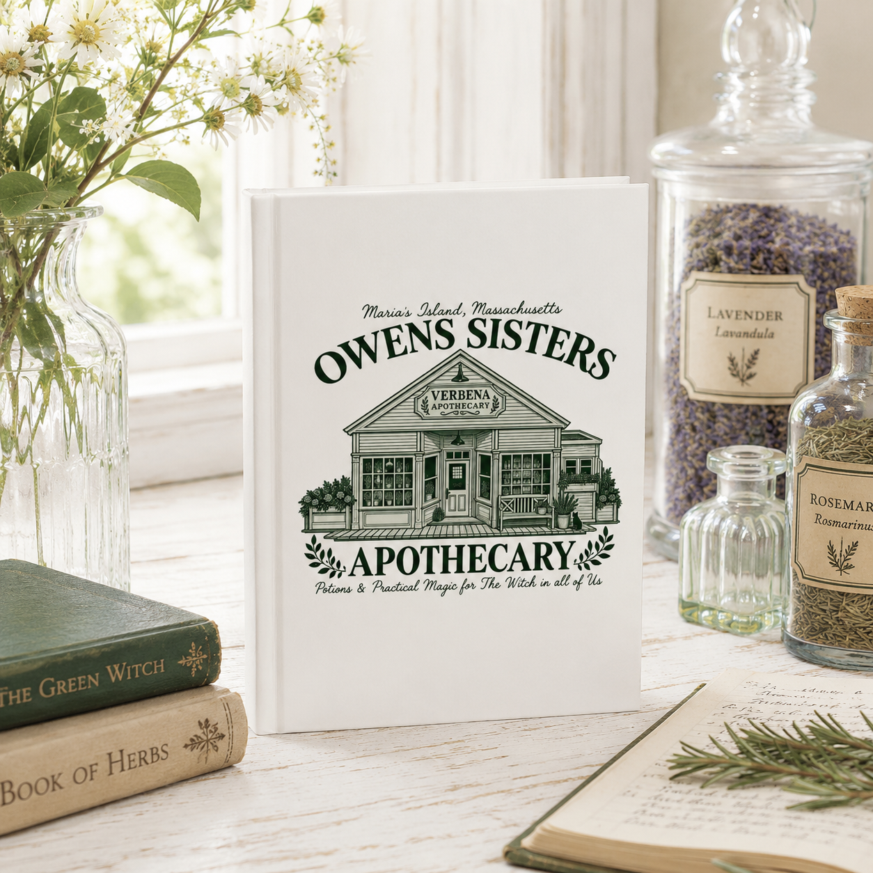 Owens Sisters Apothecary Spell Book Journal | Vintage Witchy Hardcover Notebook