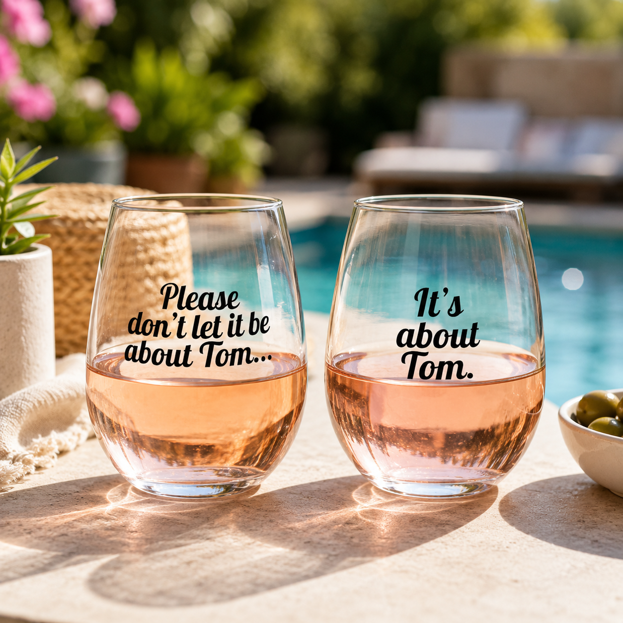 Please Don't Let it Be About Tom Wine Glass Set