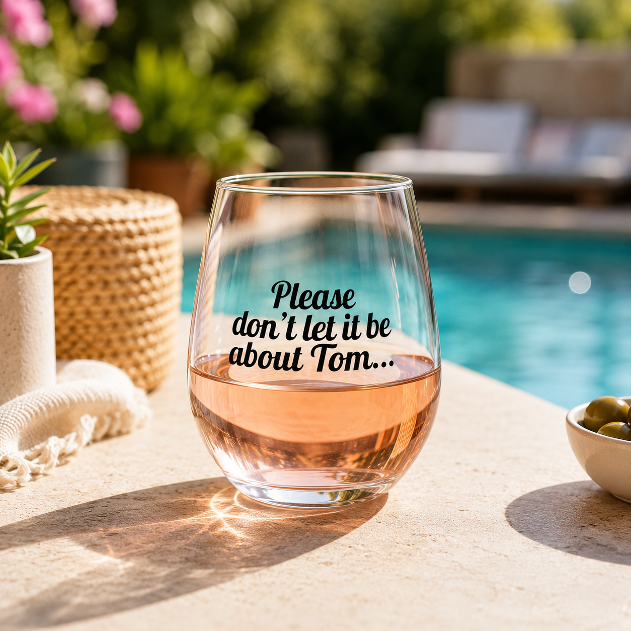 Please Dont Let it be about Tom Wine Glass