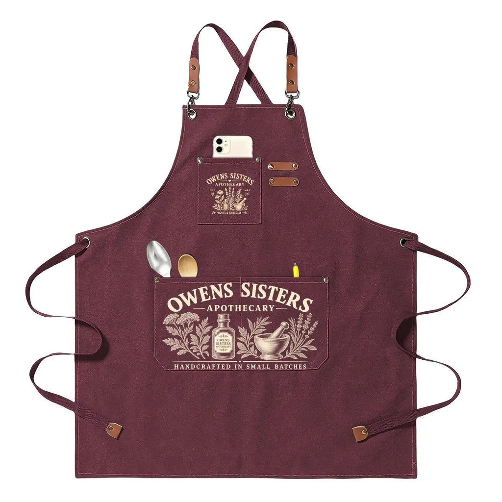Owens Sisters Apothecary Canvas Apron | Practical Magic Inspired Cross Back Apron