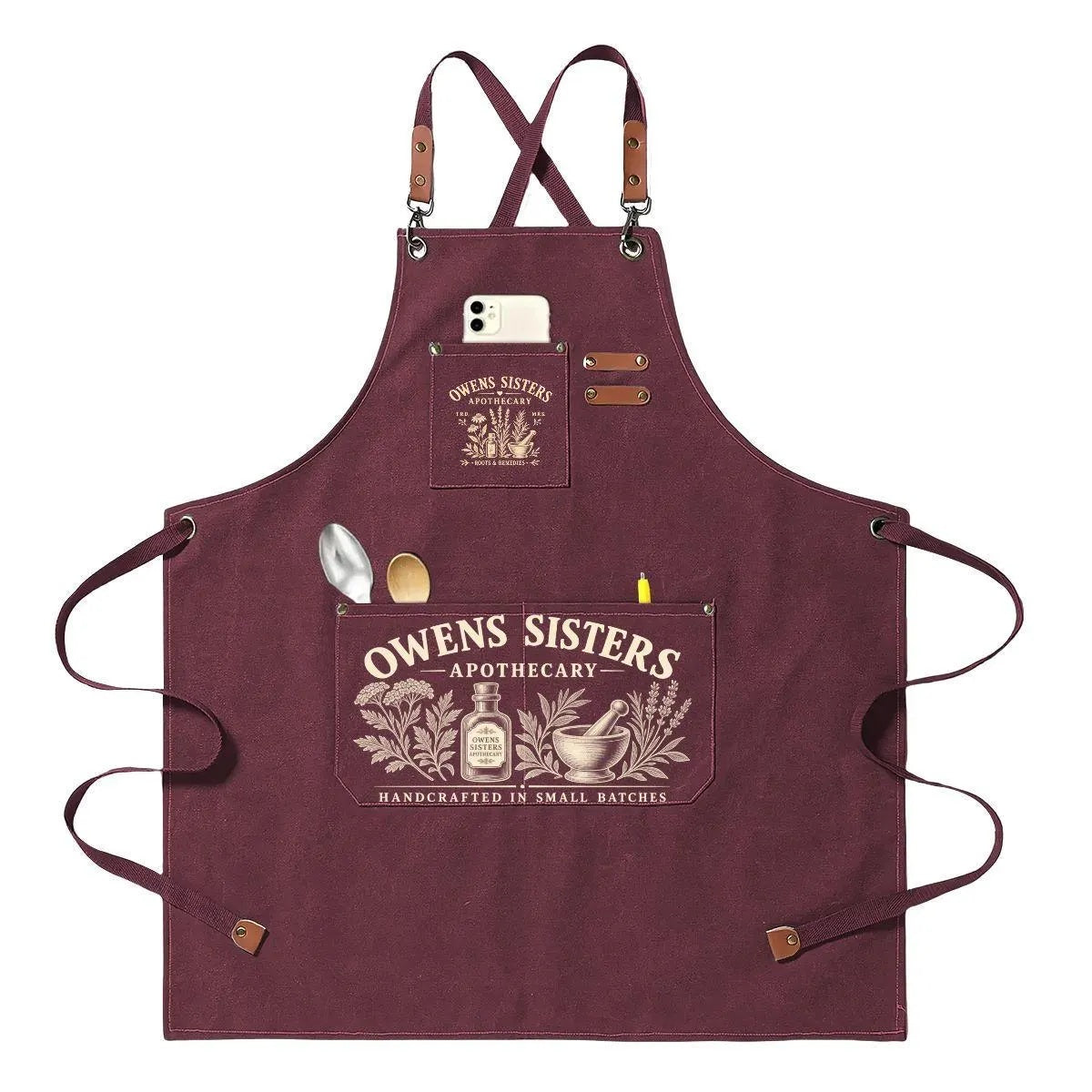 Owens Sisters Apothecary Canvas Apron | Practical Magic Inspired Cross Back Apron