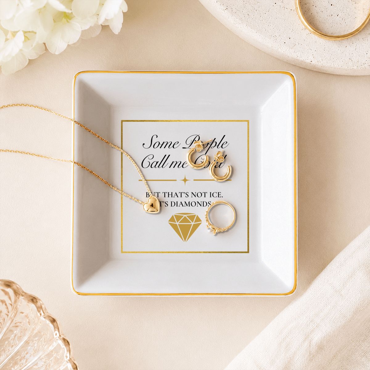 Some People Call Me Cold Erika Porcelain Jewelry Dish (Square)