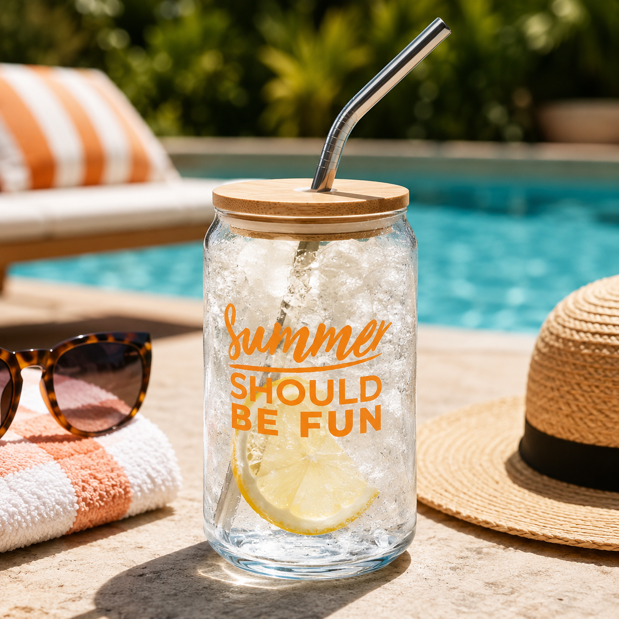 Summer Should be Fun Can Glass