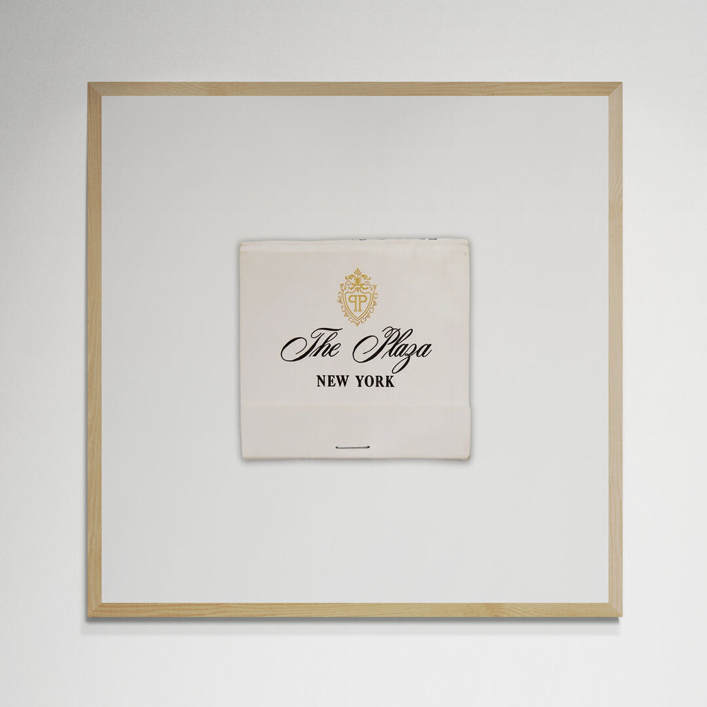 The Plaza New York matchbook print, cream and gold script logo