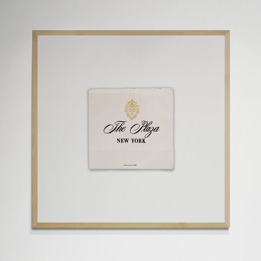 The Plaza New York matchbook print, cream and gold script logo