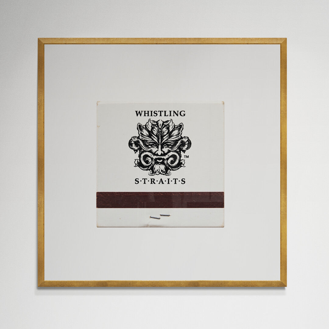 Whistling Straits matchbook wall art, black frame, 12x12 inches