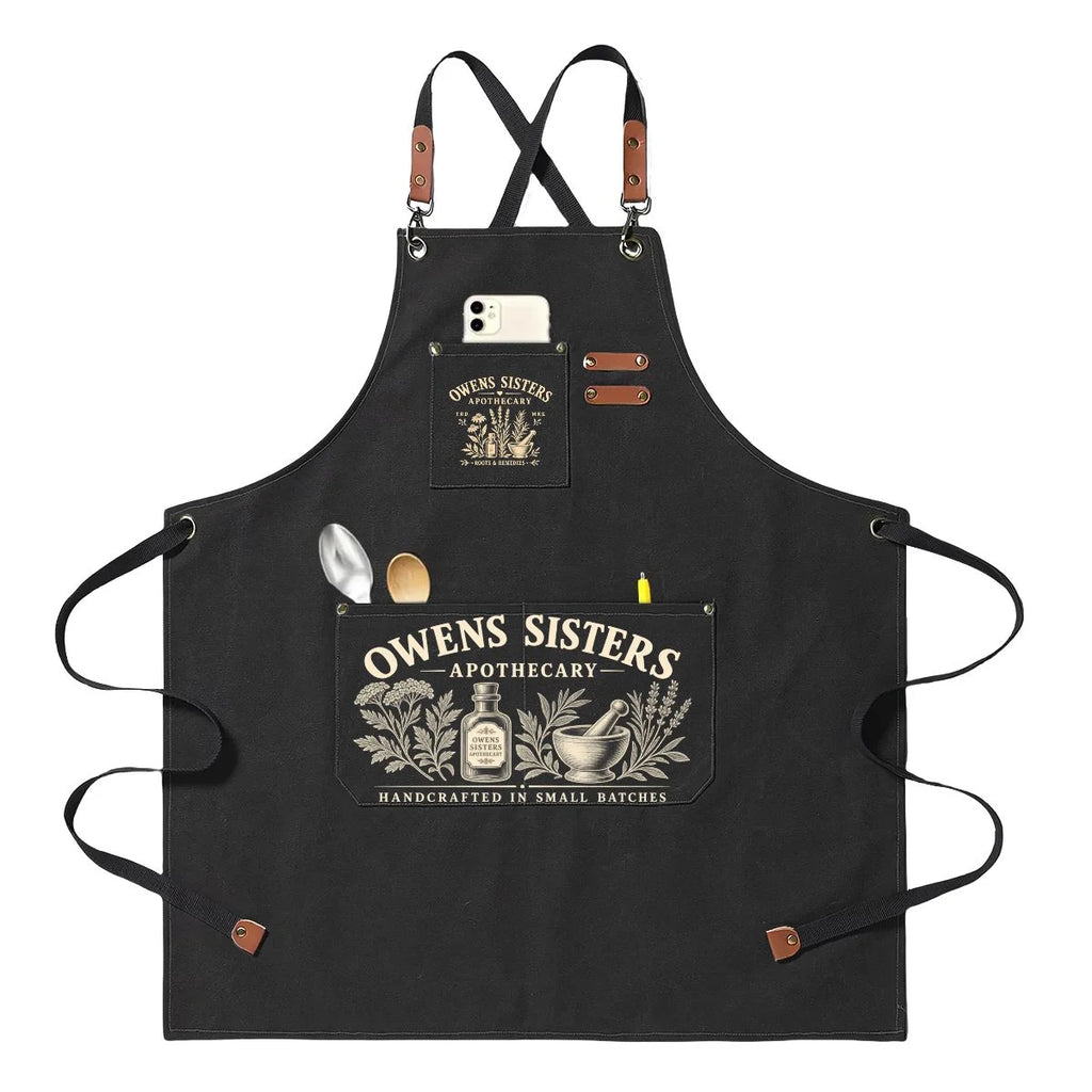 Owens Sisters Apothecary Canvas Apron | Practical Magic Inspired Cross Back Apron