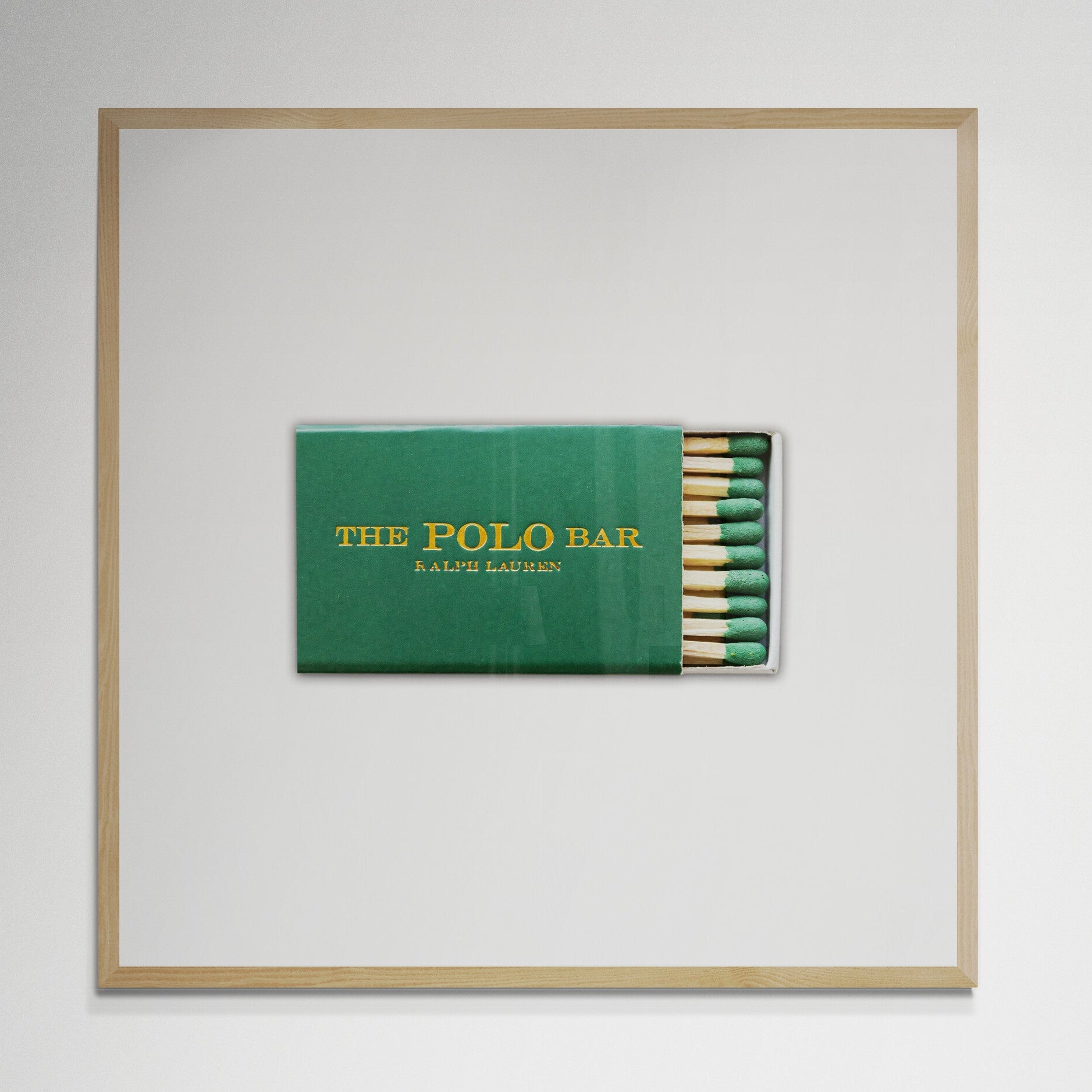 The Polo Bar matchbook print, dark green and gold design