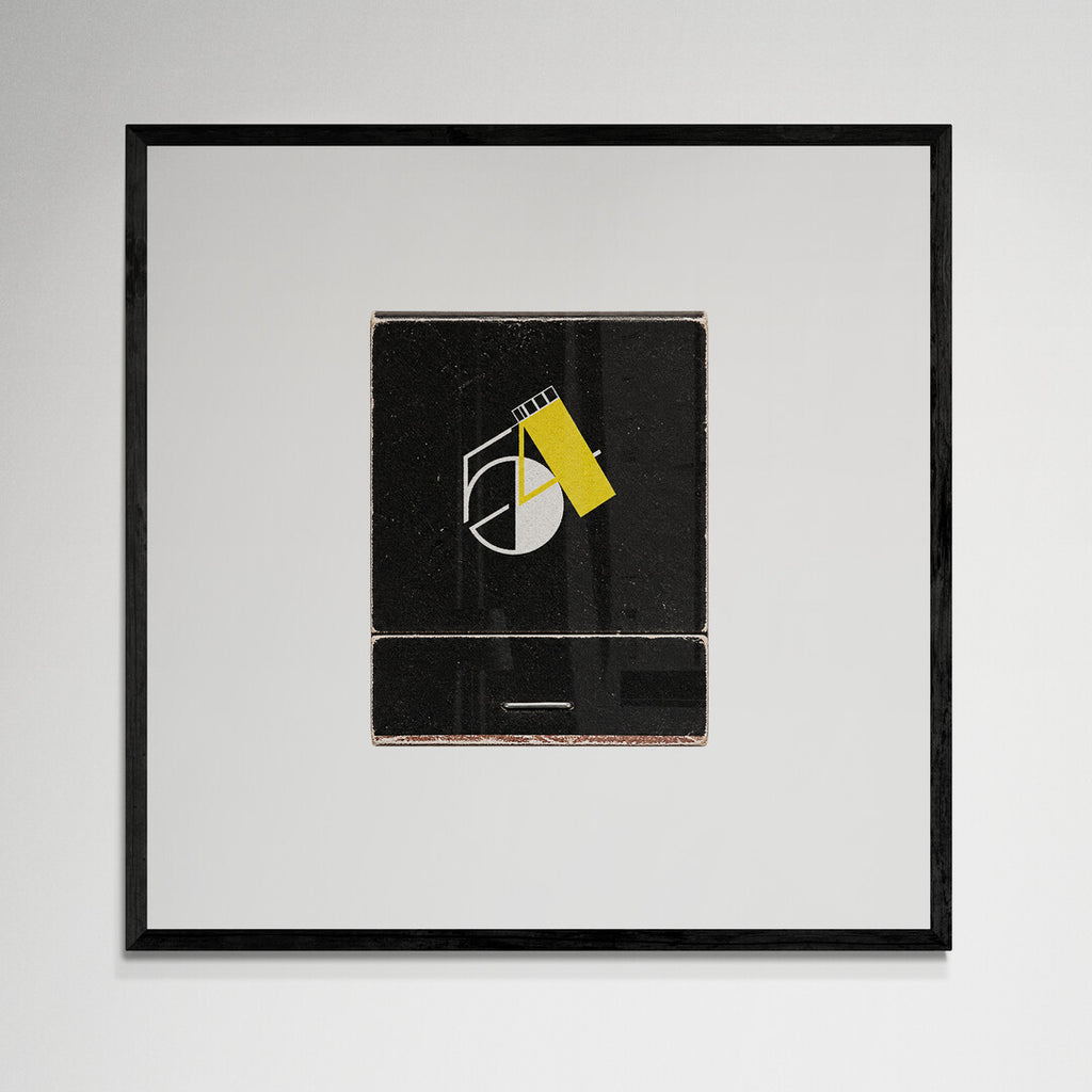 Studio 54 matchbook wall art, black frame, 12x12 inches