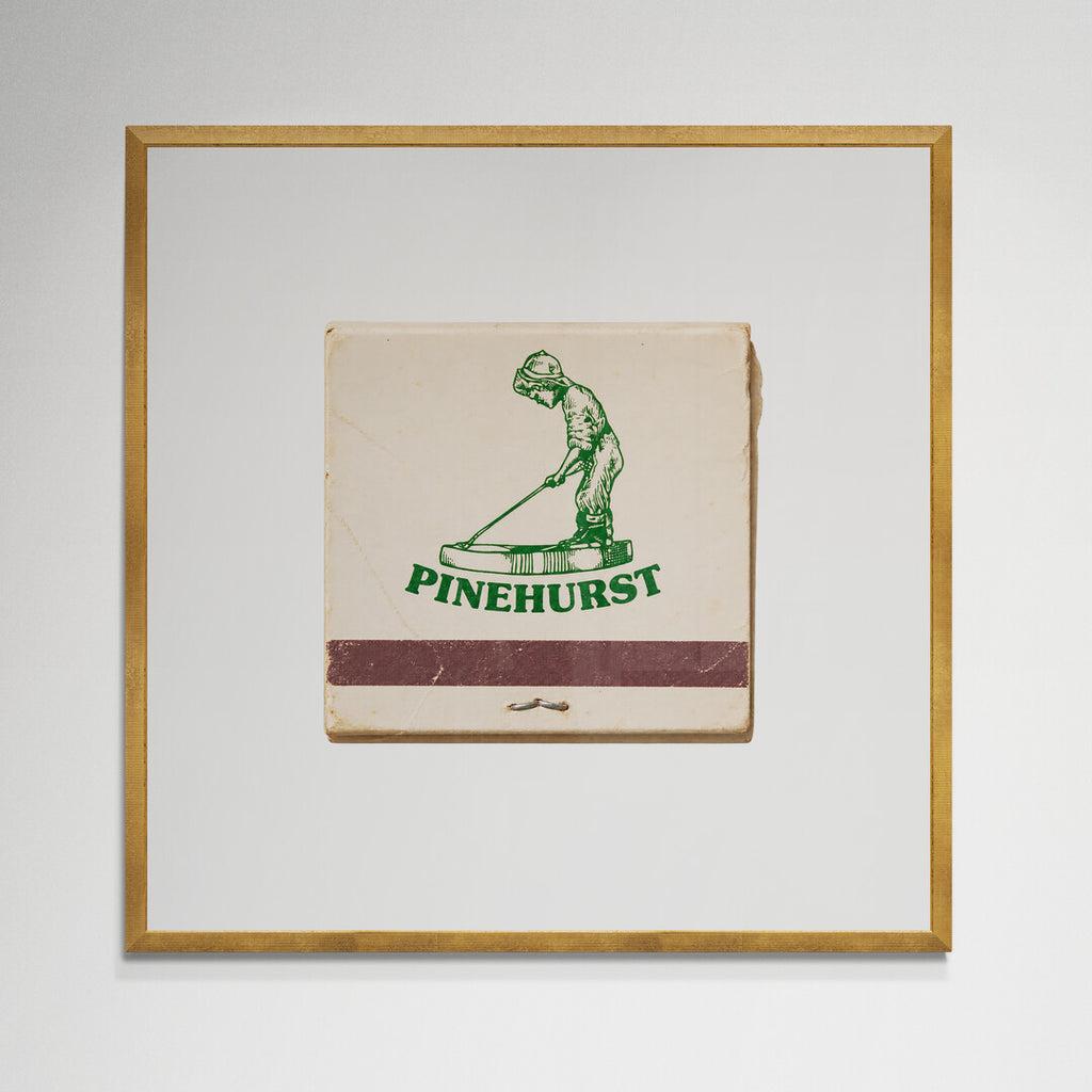Vintage Pinehurst matchbook print with Putter Boy in green ink