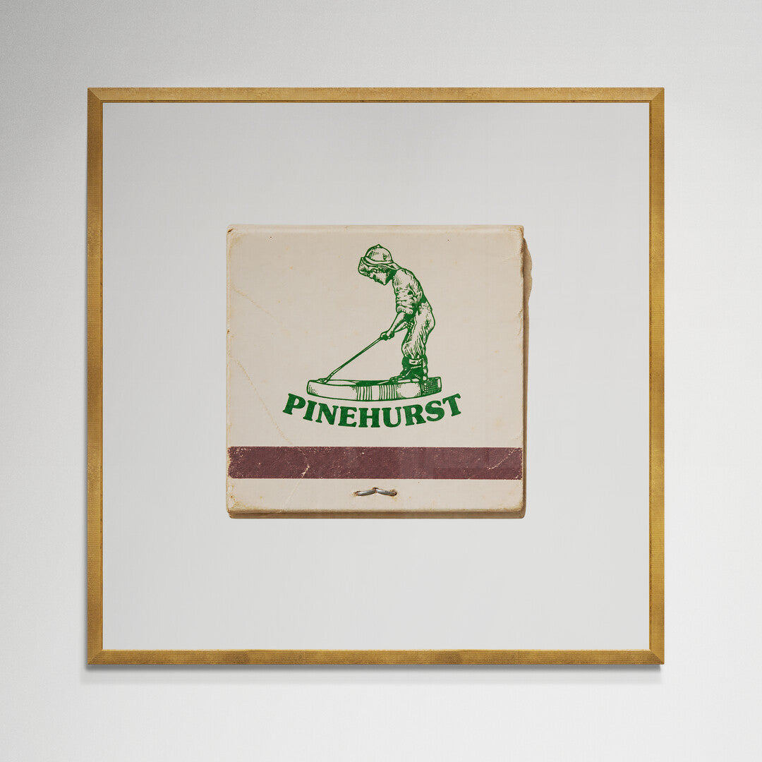 Vintage Pinehurst matchbook print with Putter Boy in green ink