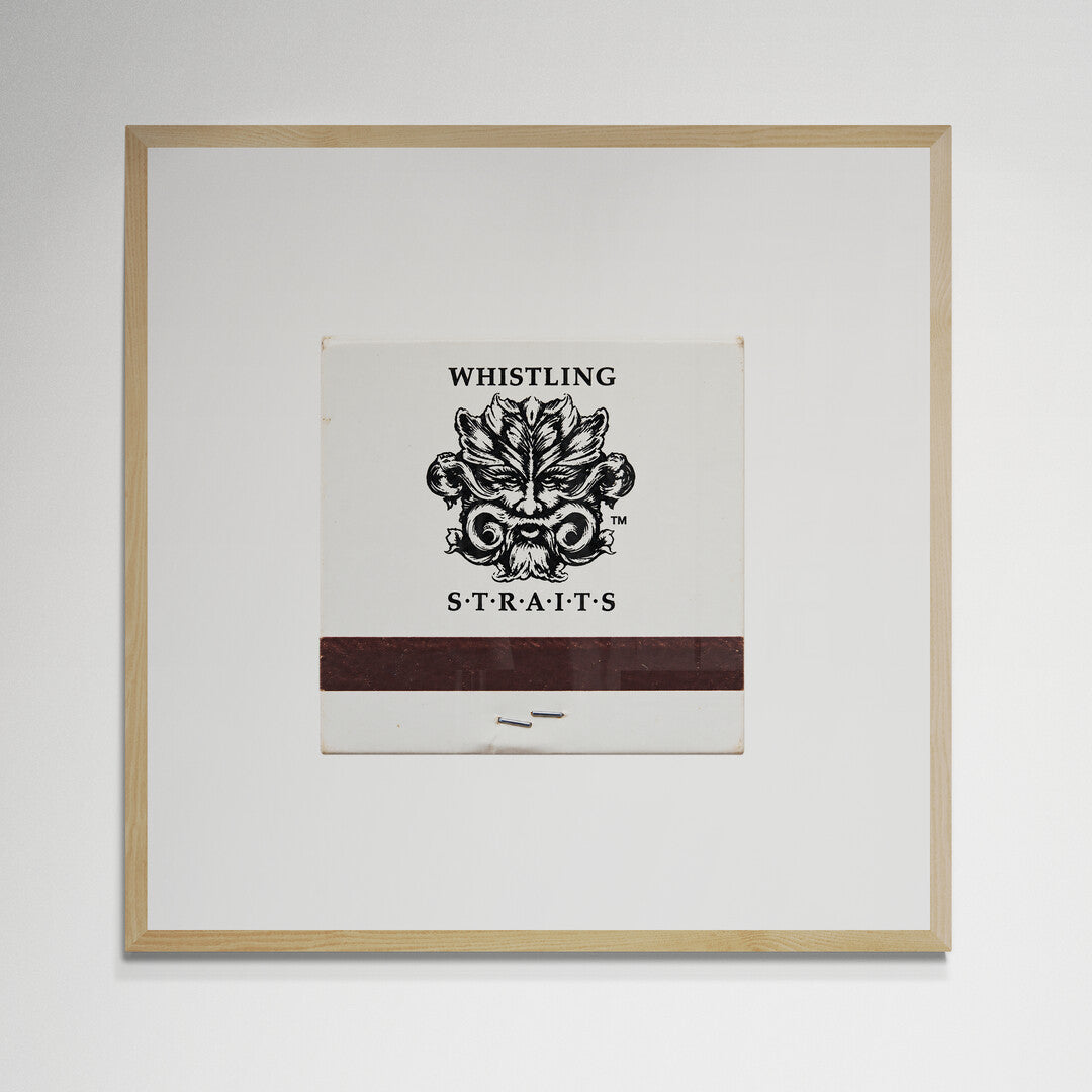 Whistling Straits golf matchbook print in natural wood frame