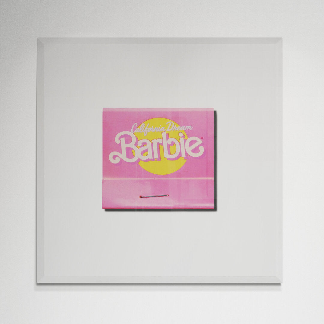 California Dream Barbie print in white frame on wall