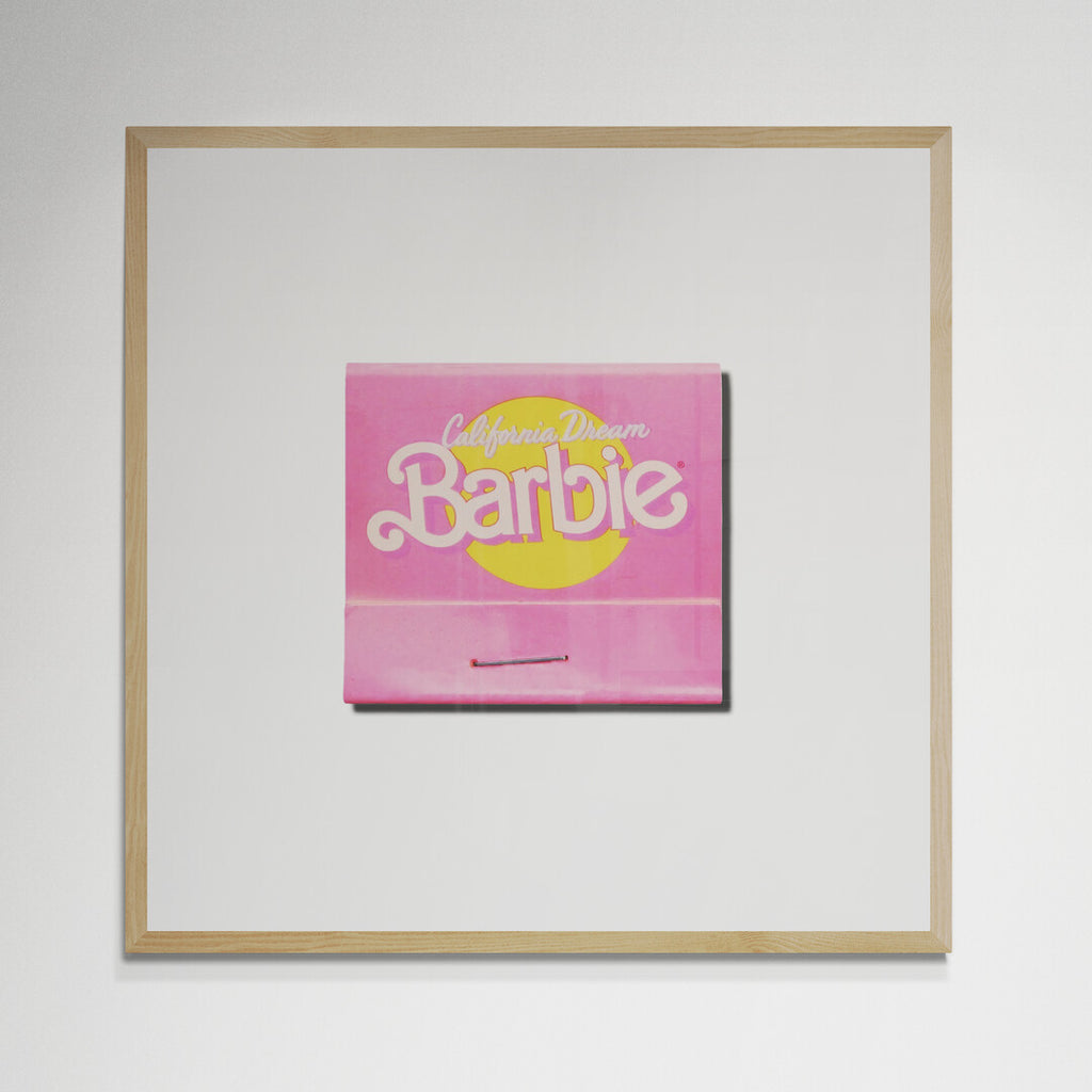 California Dream Barbie print in white frame on wall