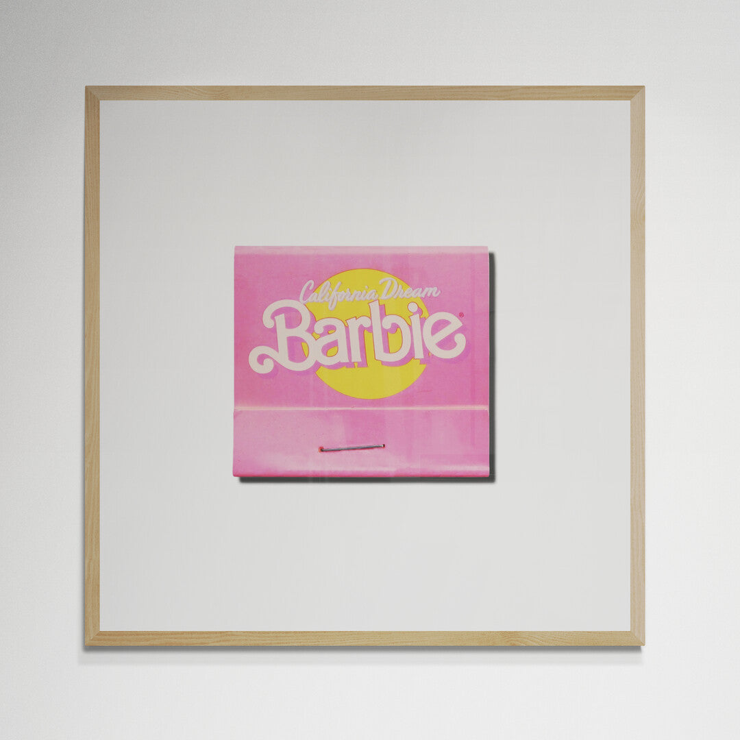 California Dream Barbie print in white frame on wall