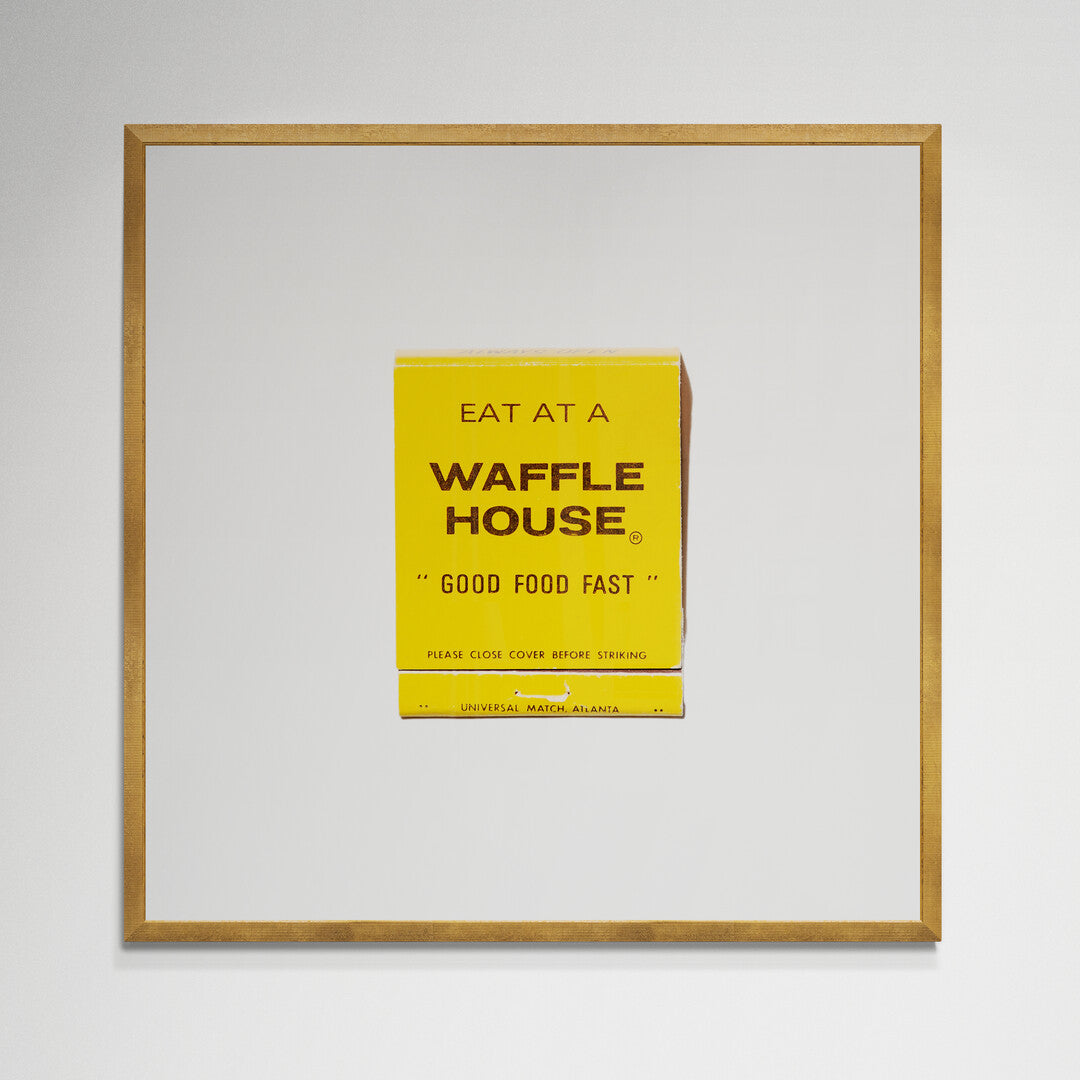 Framed Waffle House print, gold frame