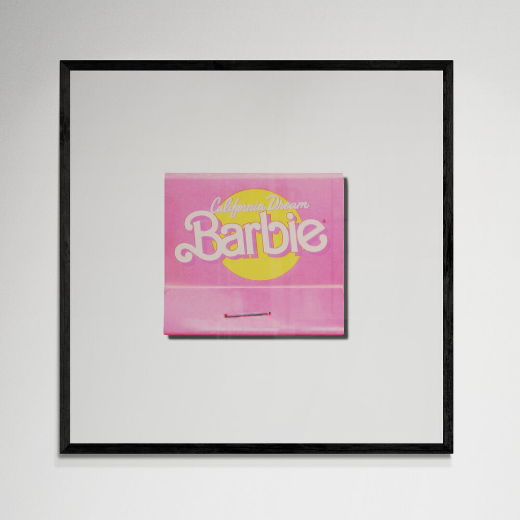 California Dream Barbie wall art, black frame, 12x12 inches