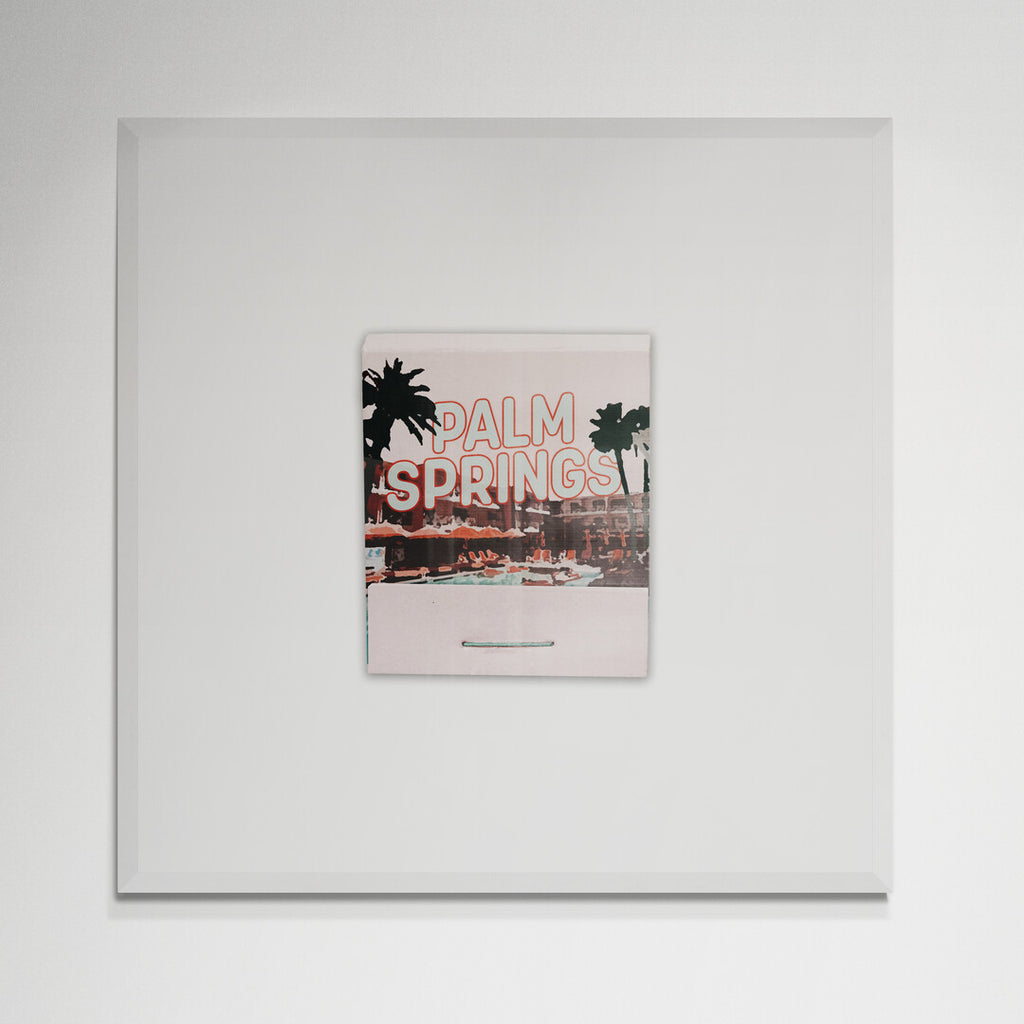 Framed vintage Palm Springs travel print, white frame