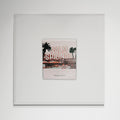 Framed vintage Palm Springs travel print, white frame