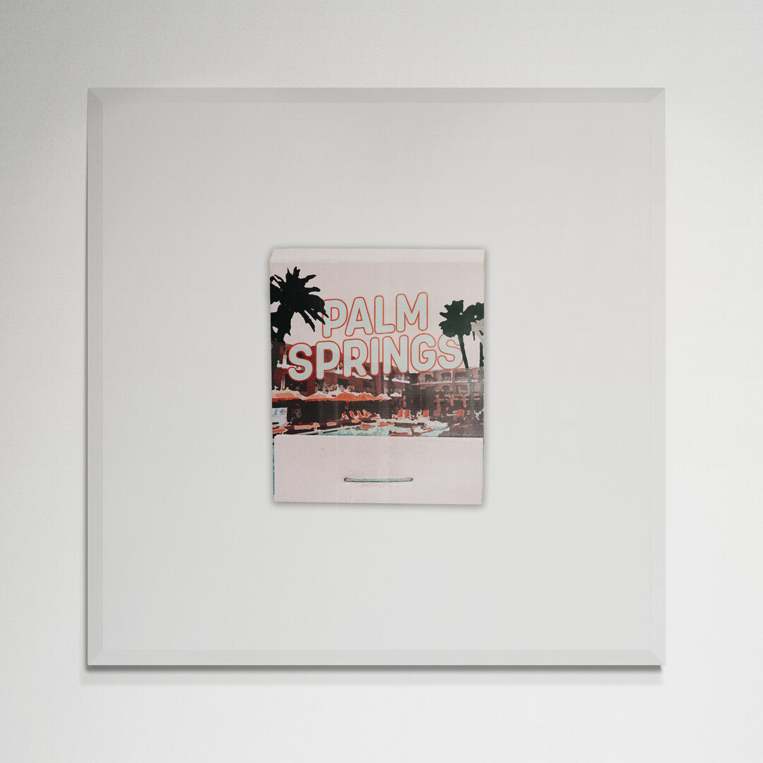 Framed vintage Palm Springs travel print, white frame