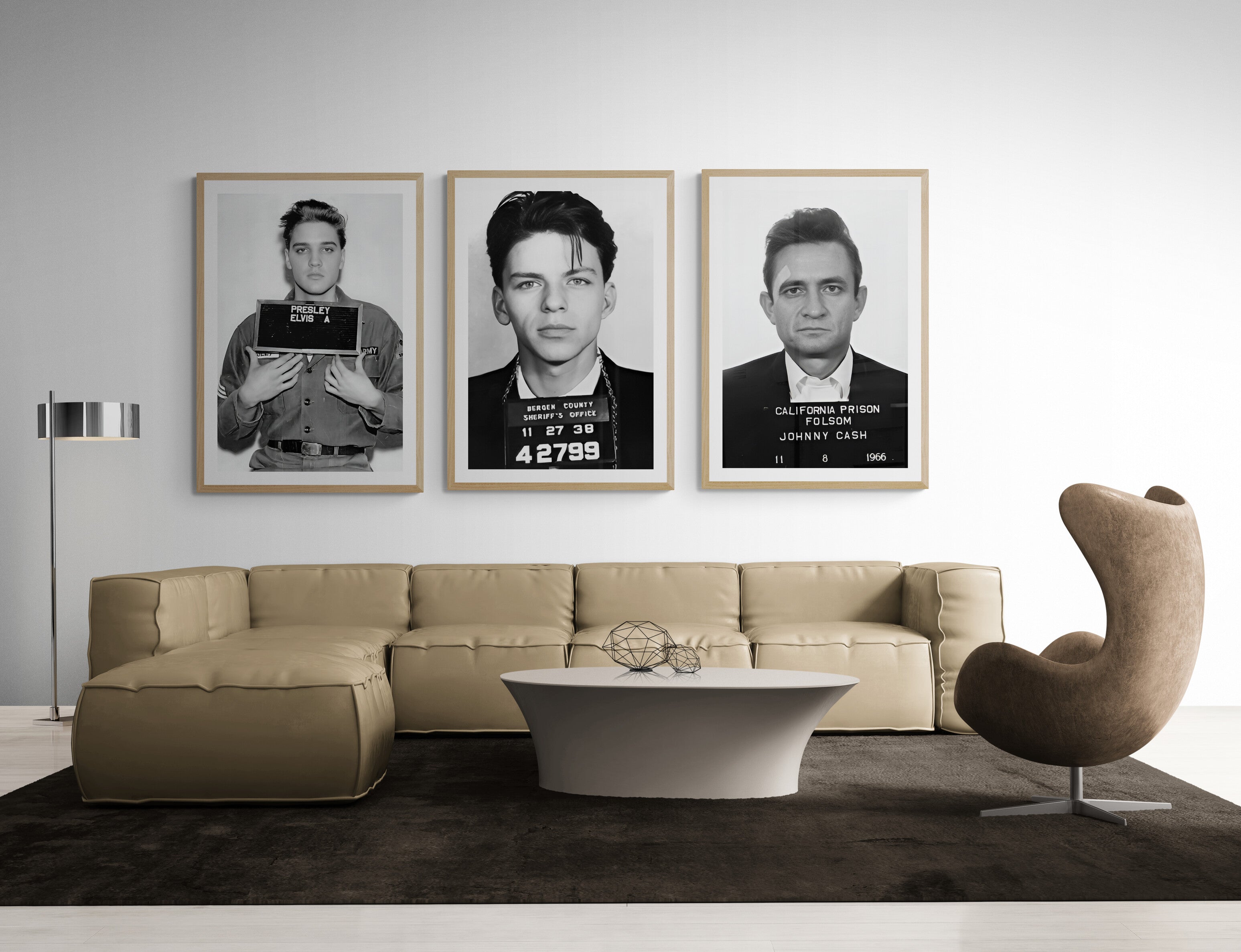 Kings of Cool Mugshot Print Set | Elvis, Sinatra & Johnny Cash