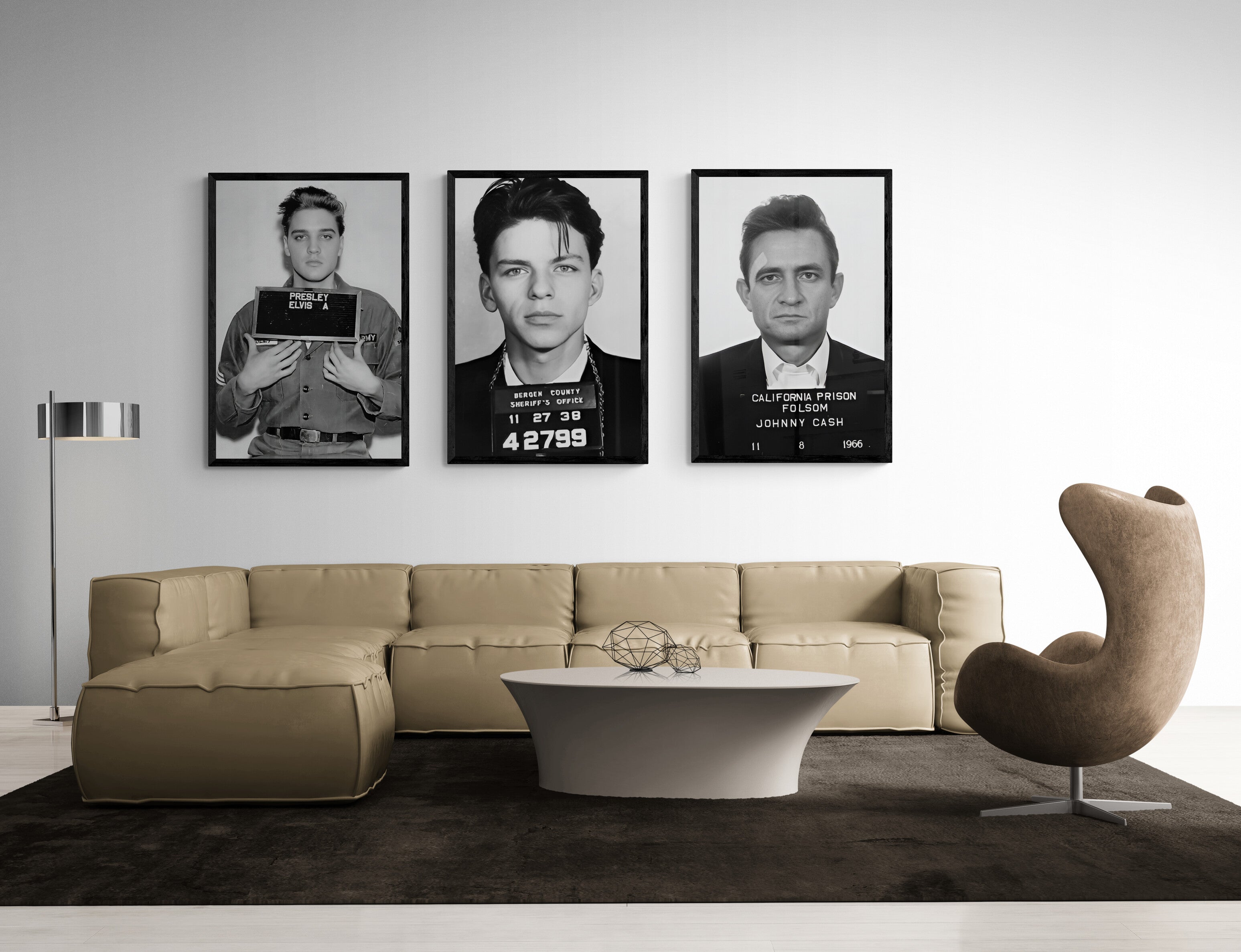 Kings of Cool Mugshot Print Set | Elvis, Sinatra & Johnny Cash