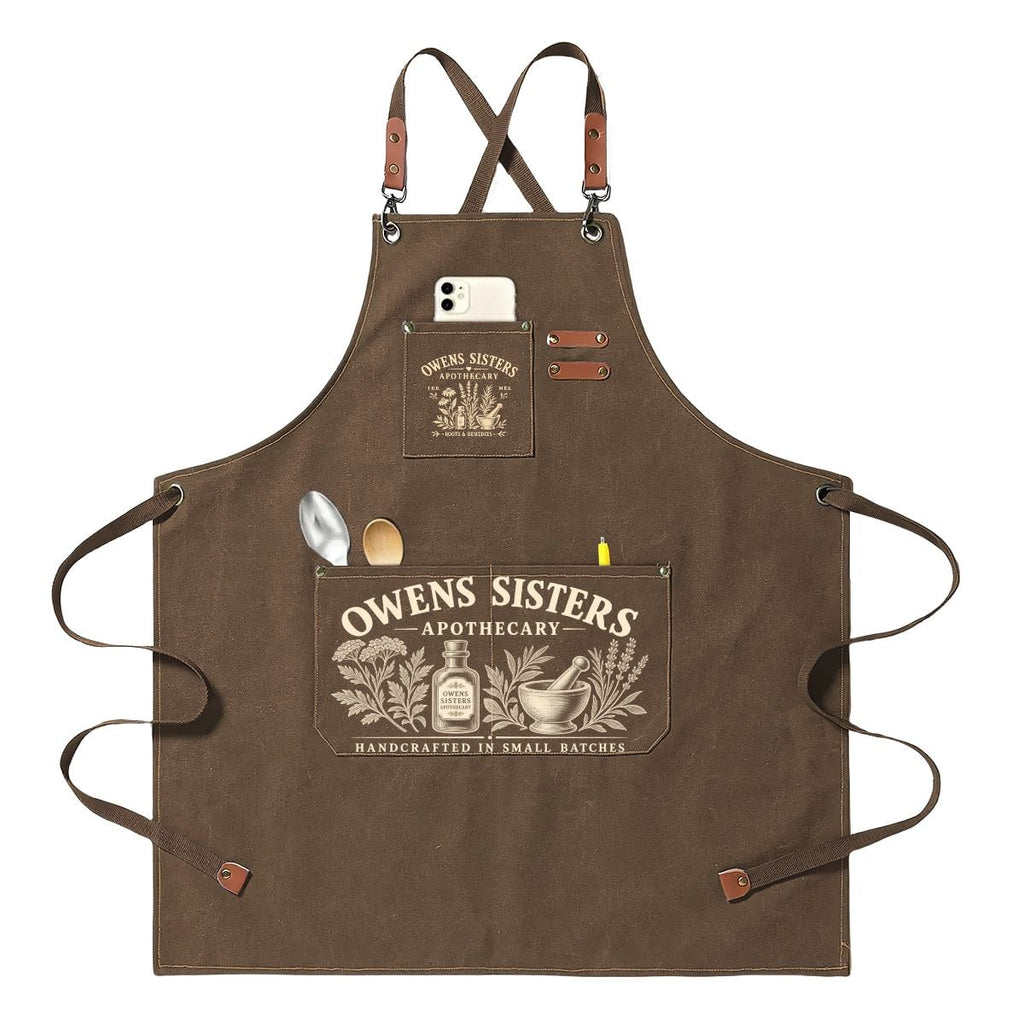 Owens Sisters Apothecary Canvas Apron | Practical Magic Inspired Cross Back Apron