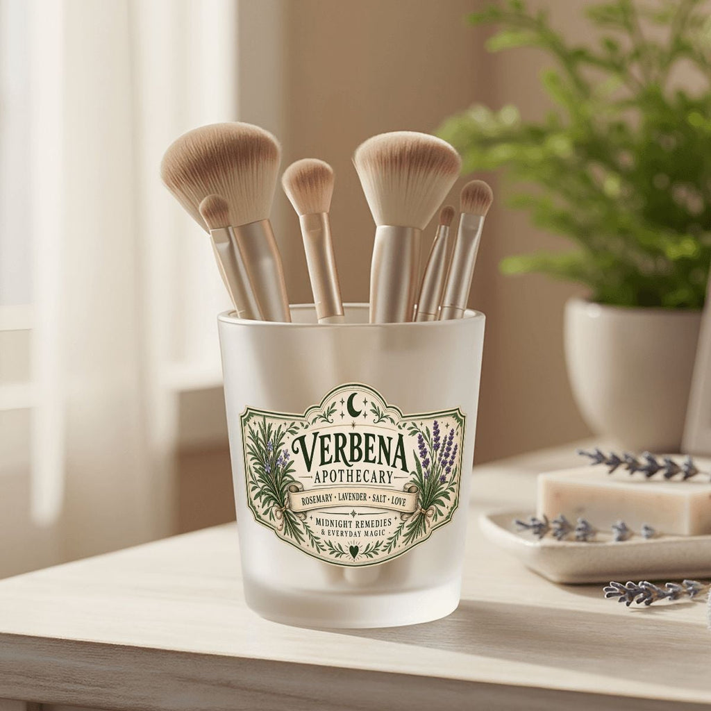 Frosted Glass Jar with Lid Verbena Apothecary Jar File