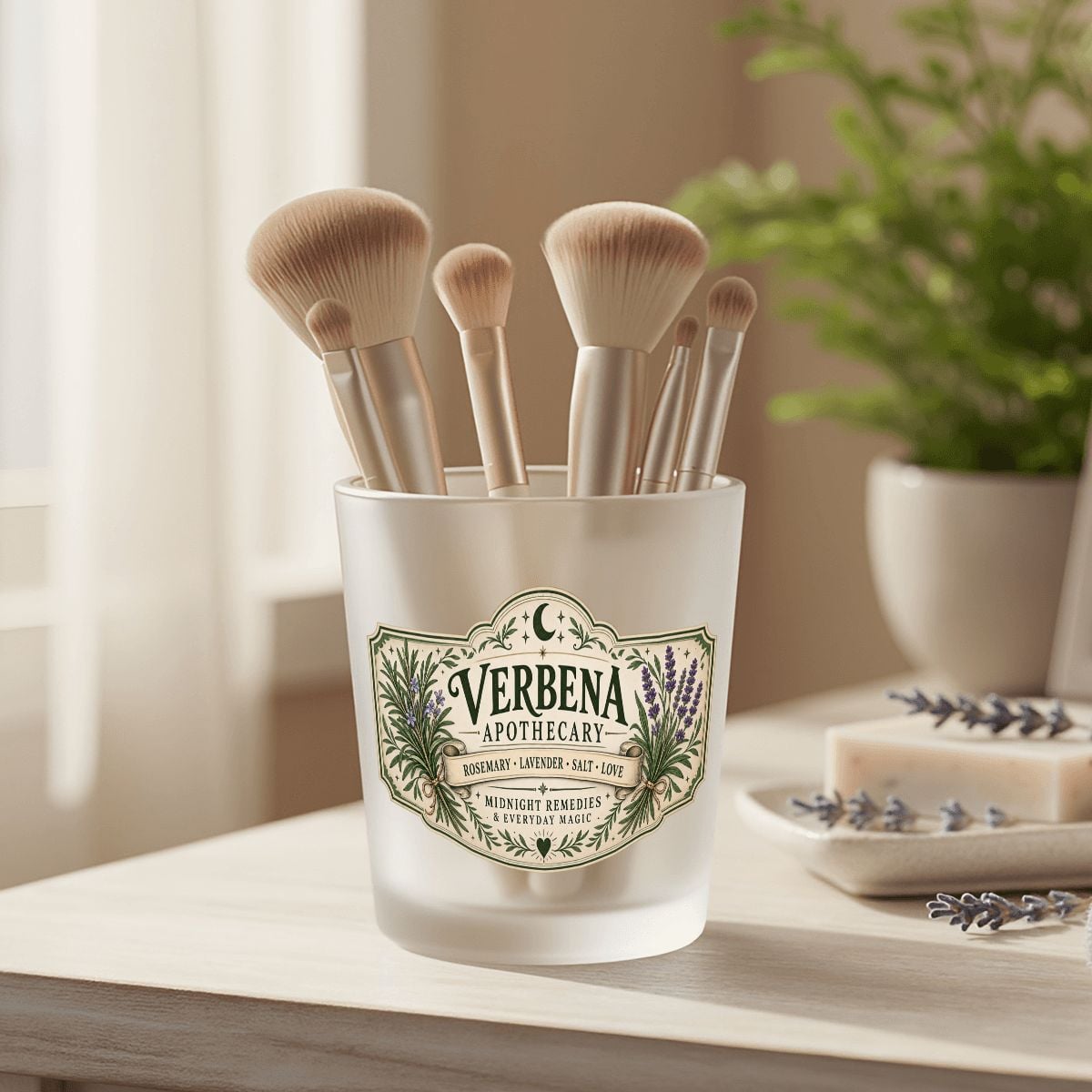 Frosted Glass Jar with Lid Verbena Apothecary Jar File